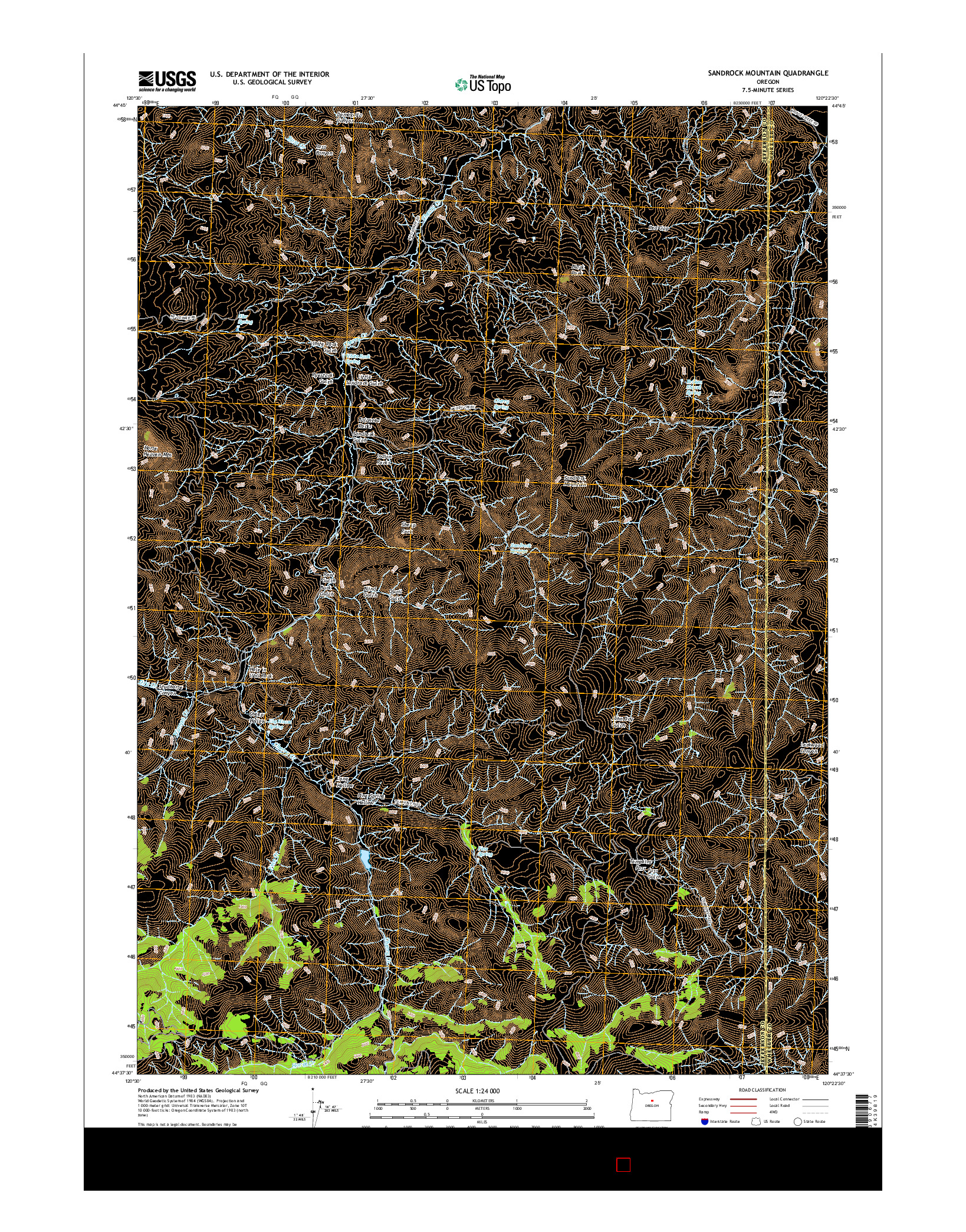 USGS US TOPO 7.5-MINUTE MAP FOR SANDROCK MOUNTAIN, OR 2017