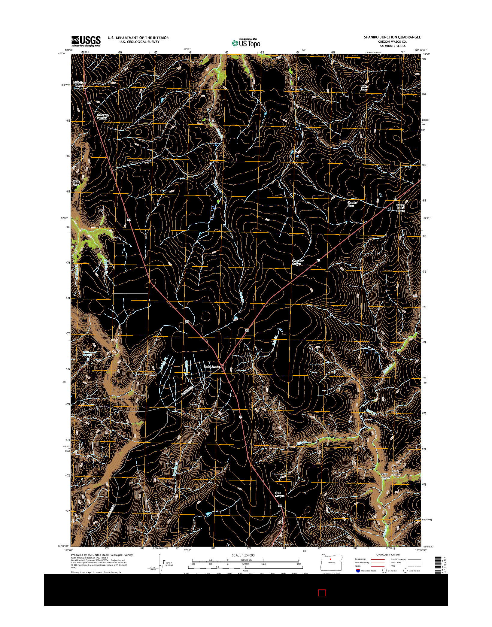 USGS US TOPO 7.5-MINUTE MAP FOR SHANIKO JUNCTION, OR 2017