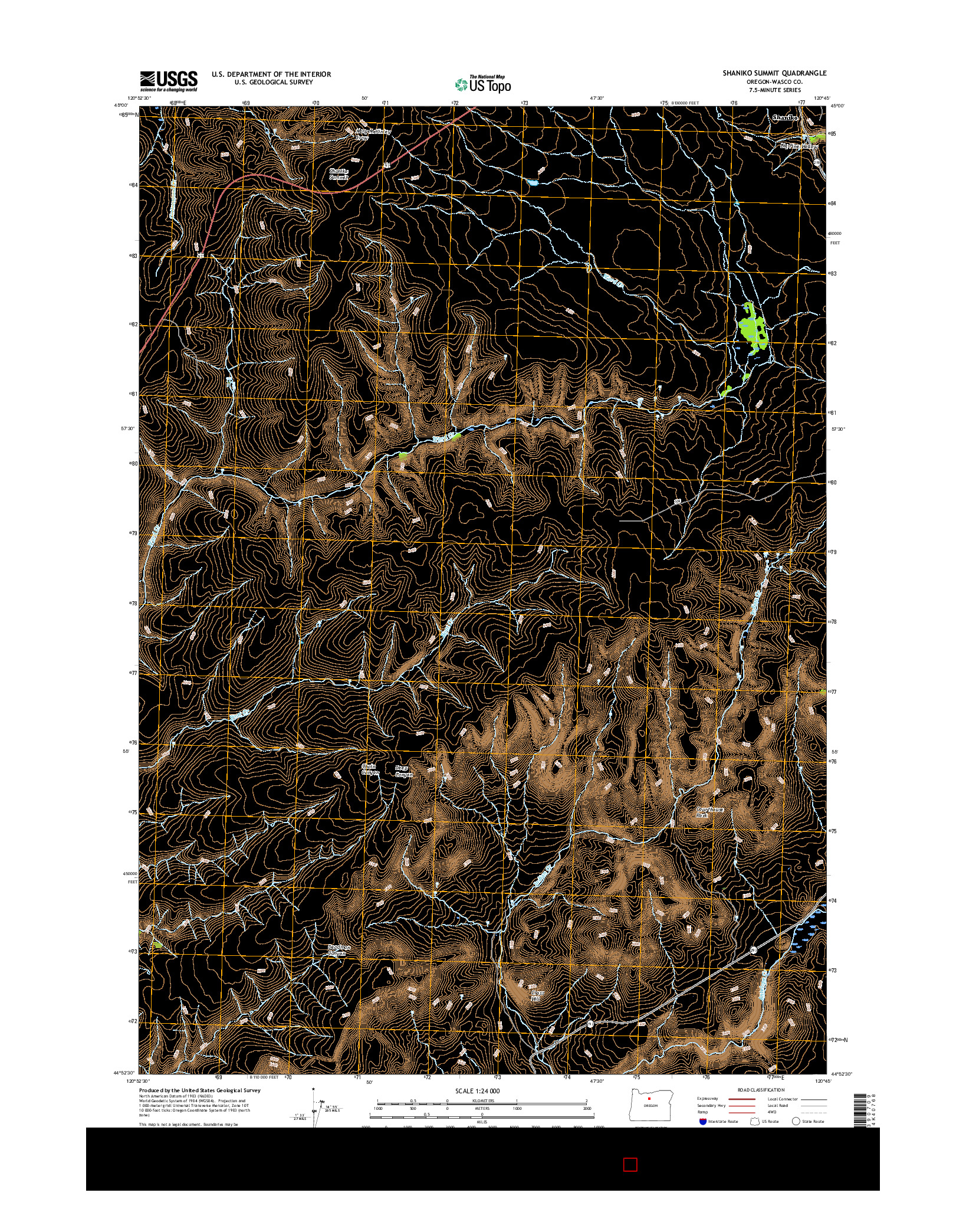 USGS US TOPO 7.5-MINUTE MAP FOR SHANIKO SUMMIT, OR 2017