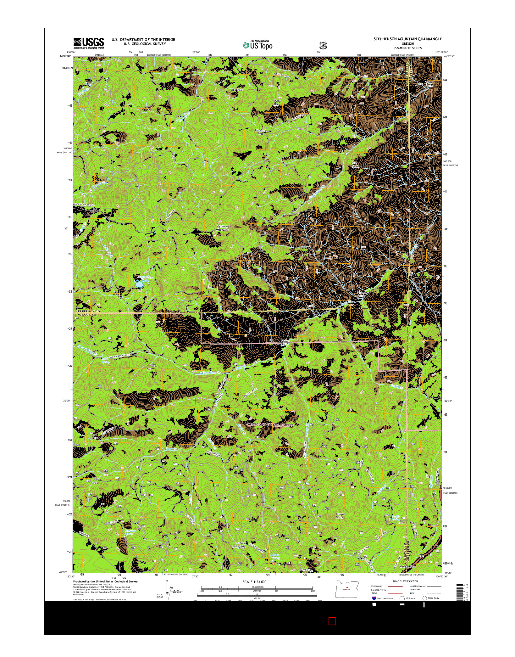 USGS US TOPO 7.5-MINUTE MAP FOR STEPHENSON MOUNTAIN, OR 2017
