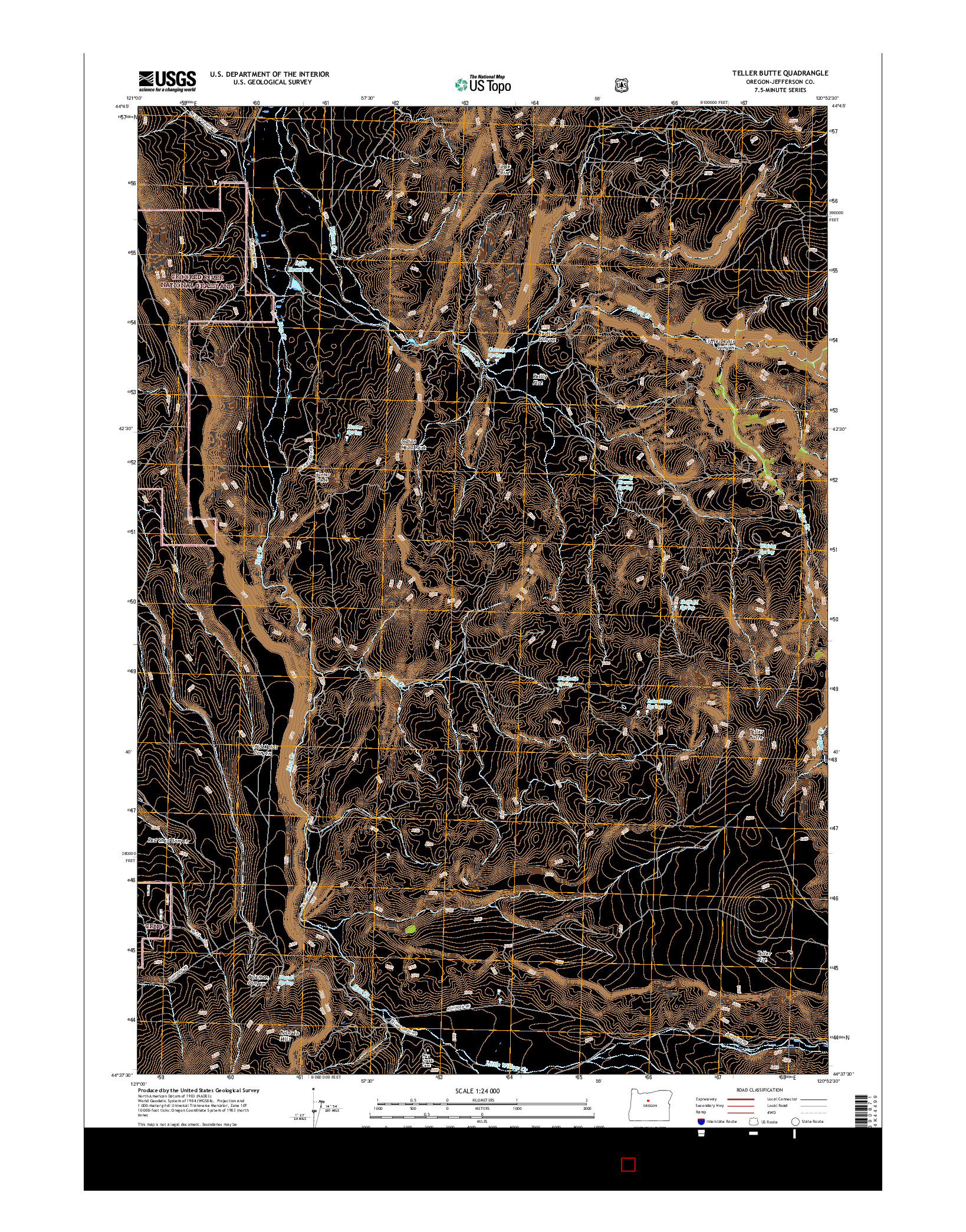 USGS US TOPO 7.5-MINUTE MAP FOR TELLER BUTTE, OR 2017
