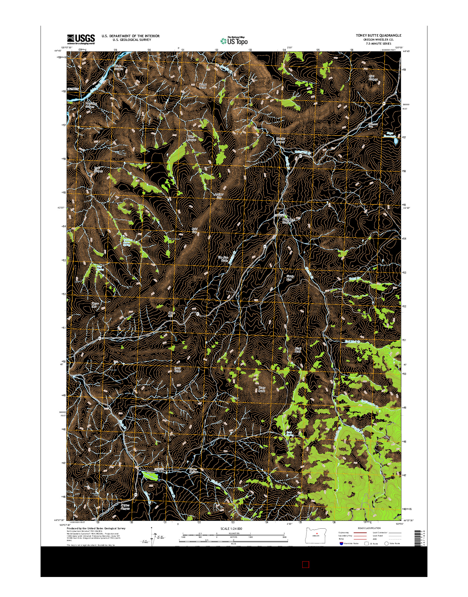 USGS US TOPO 7.5-MINUTE MAP FOR TONEY BUTTE, OR 2017