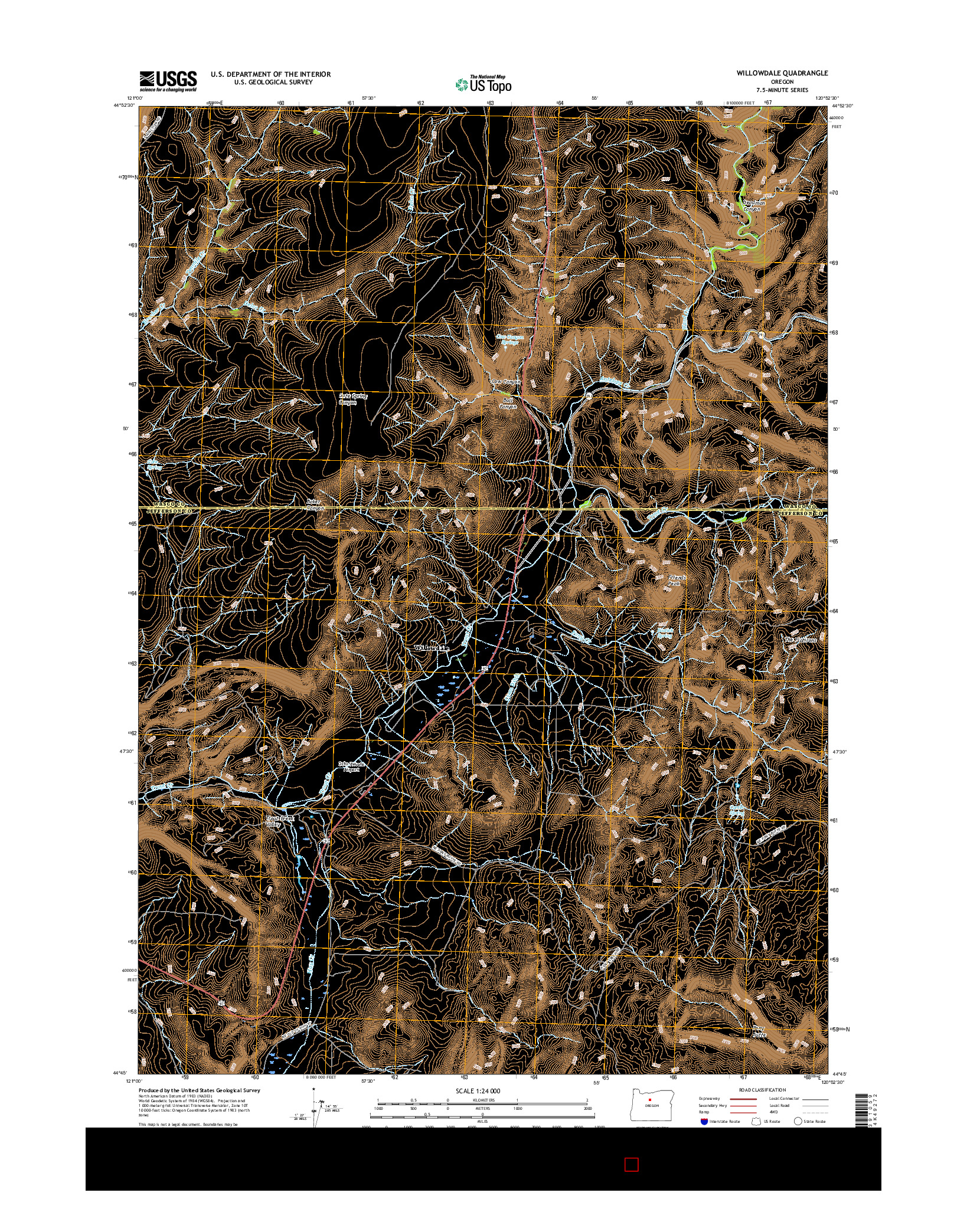 USGS US TOPO 7.5-MINUTE MAP FOR WILLOWDALE, OR 2017