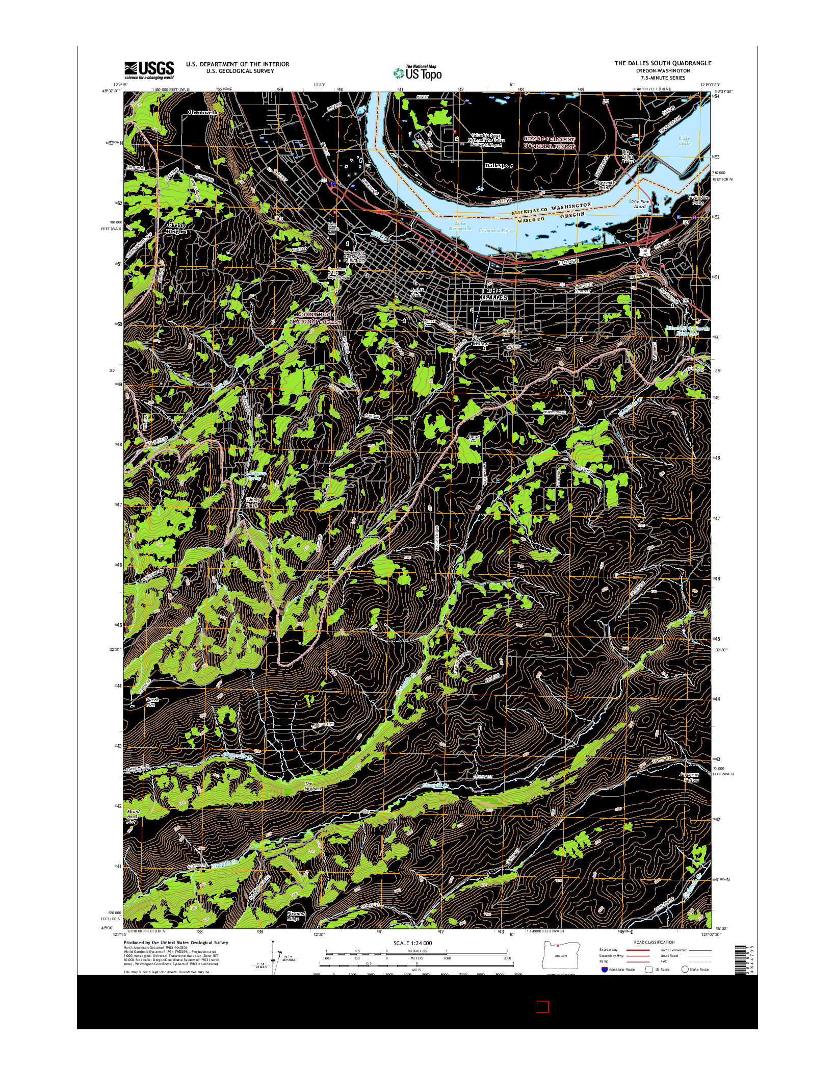 USGS US TOPO 7.5-MINUTE MAP FOR THE DALLES SOUTH, OR-WA 2017