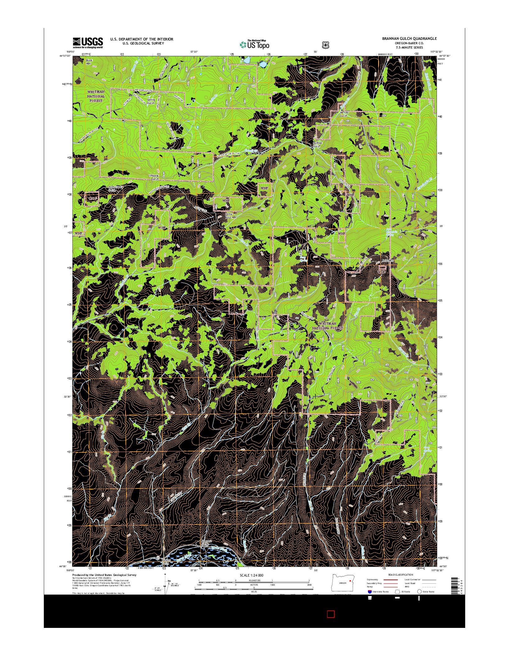 USGS US TOPO 7.5-MINUTE MAP FOR BRANNAN GULCH, OR 2017