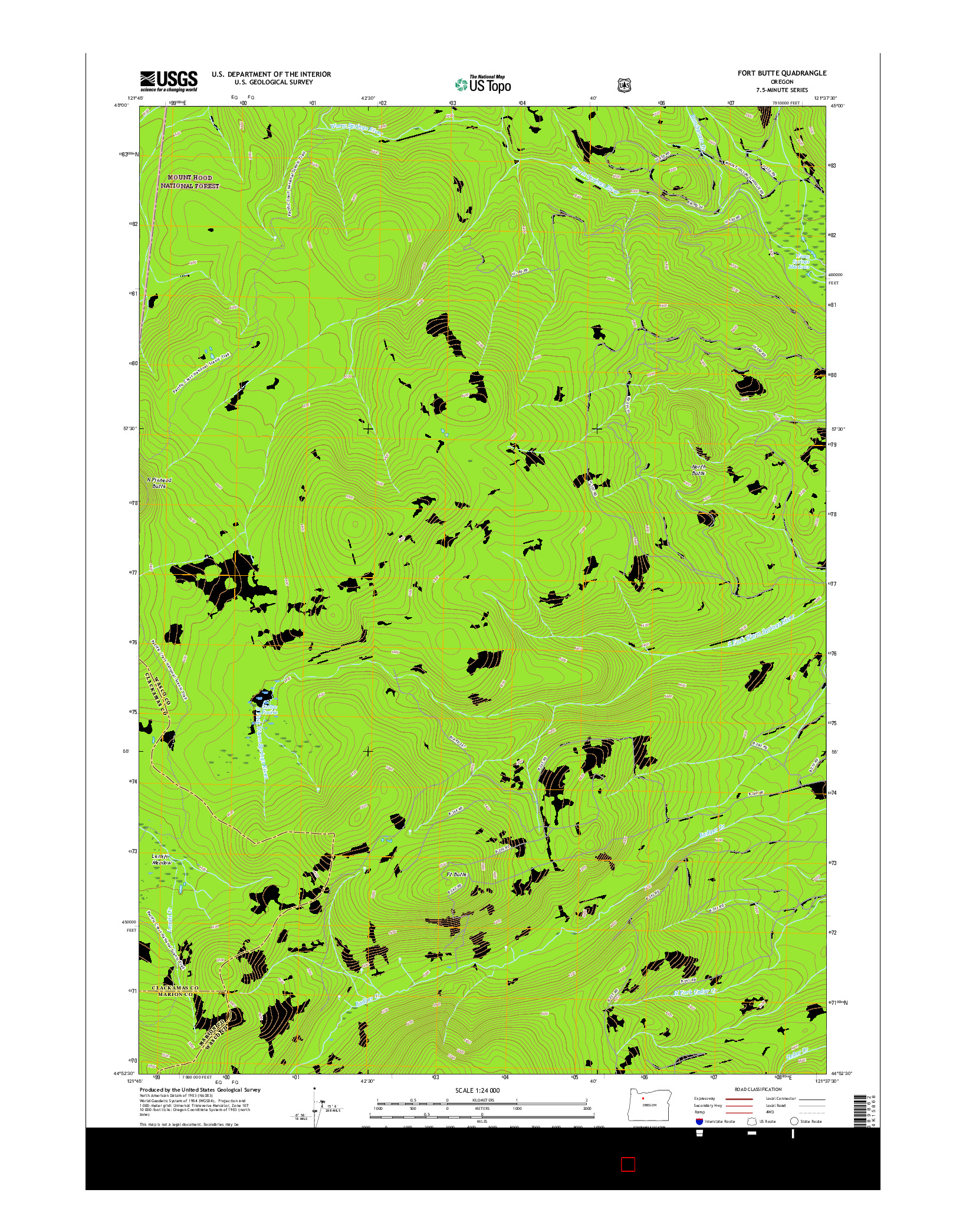 USGS US TOPO 7.5-MINUTE MAP FOR FORT BUTTE, OR 2017