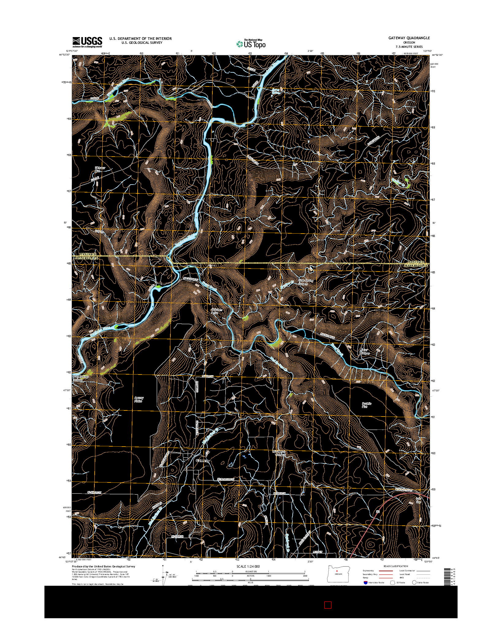 USGS US TOPO 7.5-MINUTE MAP FOR GATEWAY, OR 2017