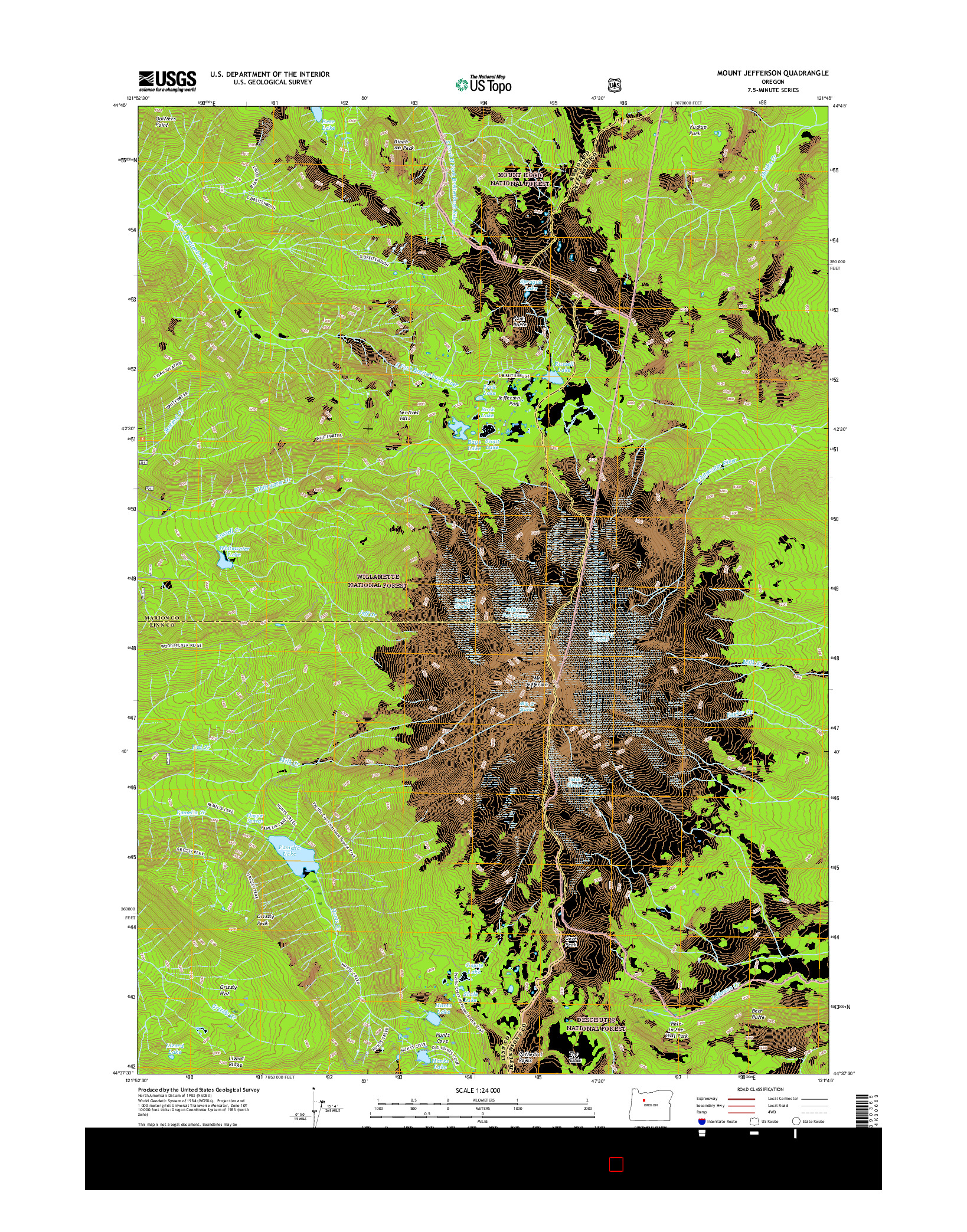 USGS US TOPO 7.5-MINUTE MAP FOR MOUNT JEFFERSON, OR 2017