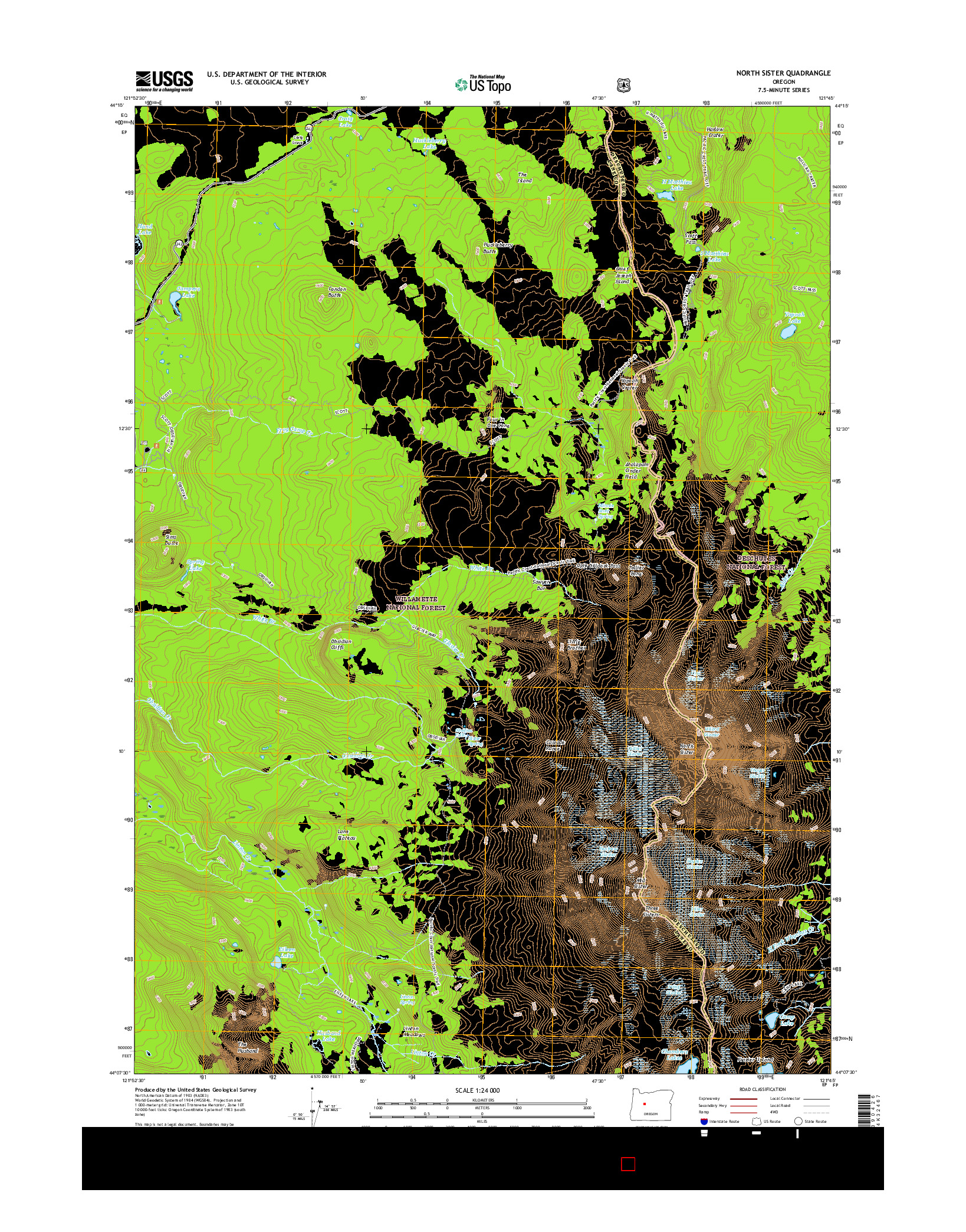 USGS US TOPO 7.5-MINUTE MAP FOR NORTH SISTER, OR 2017
