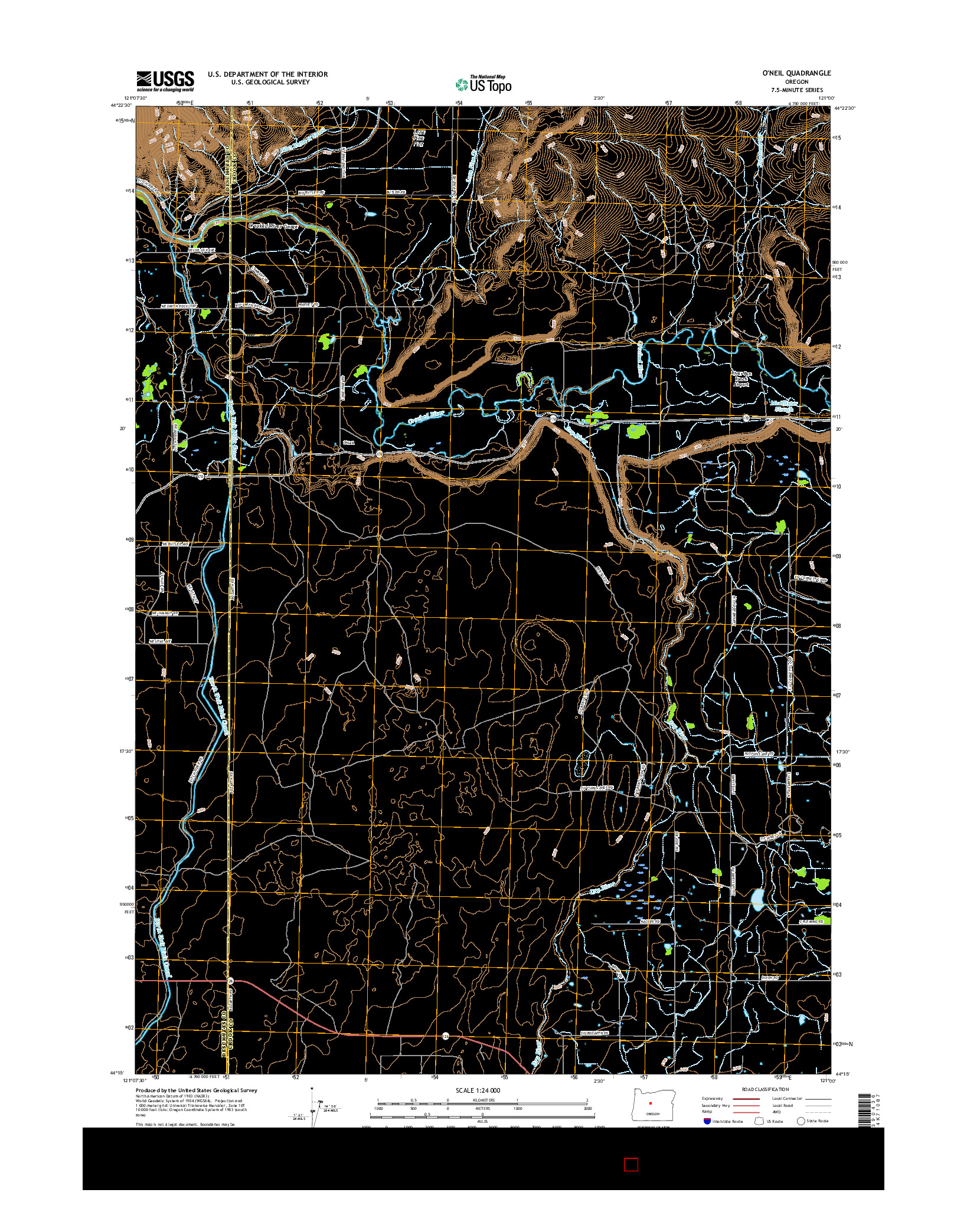 USGS US TOPO 7.5-MINUTE MAP FOR O'NEIL, OR 2017