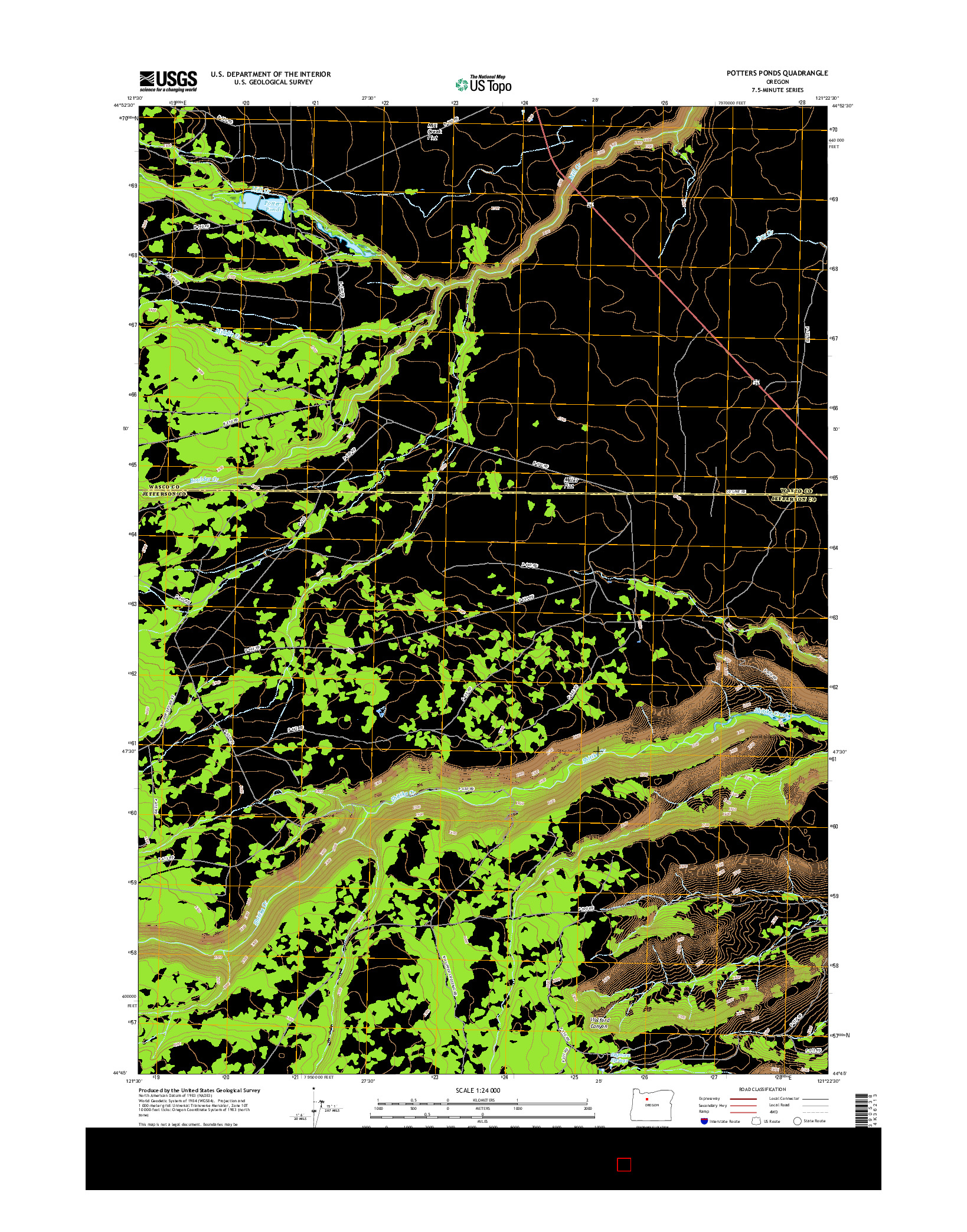 USGS US TOPO 7.5-MINUTE MAP FOR POTTERS PONDS, OR 2017