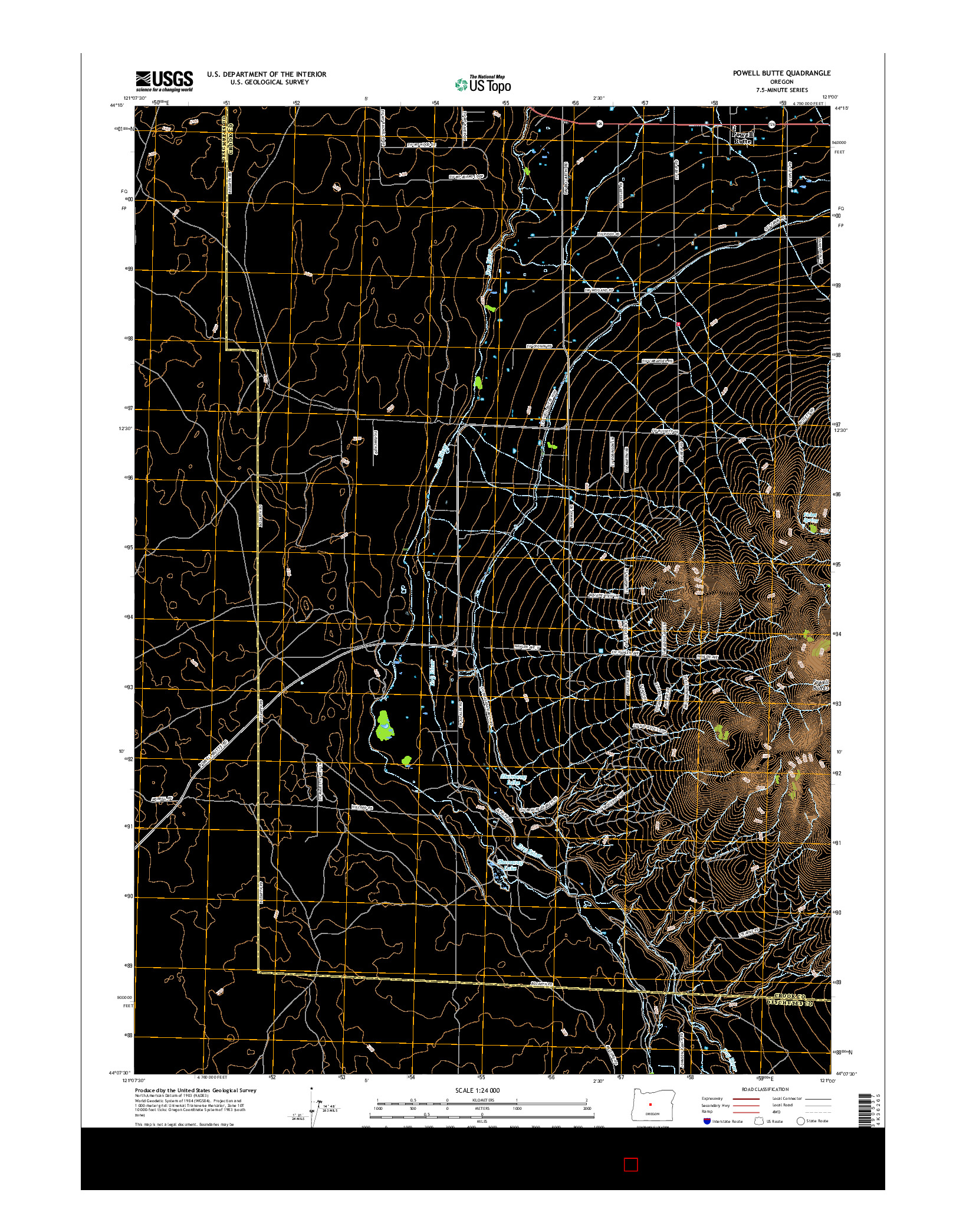 USGS US TOPO 7.5-MINUTE MAP FOR POWELL BUTTE, OR 2017