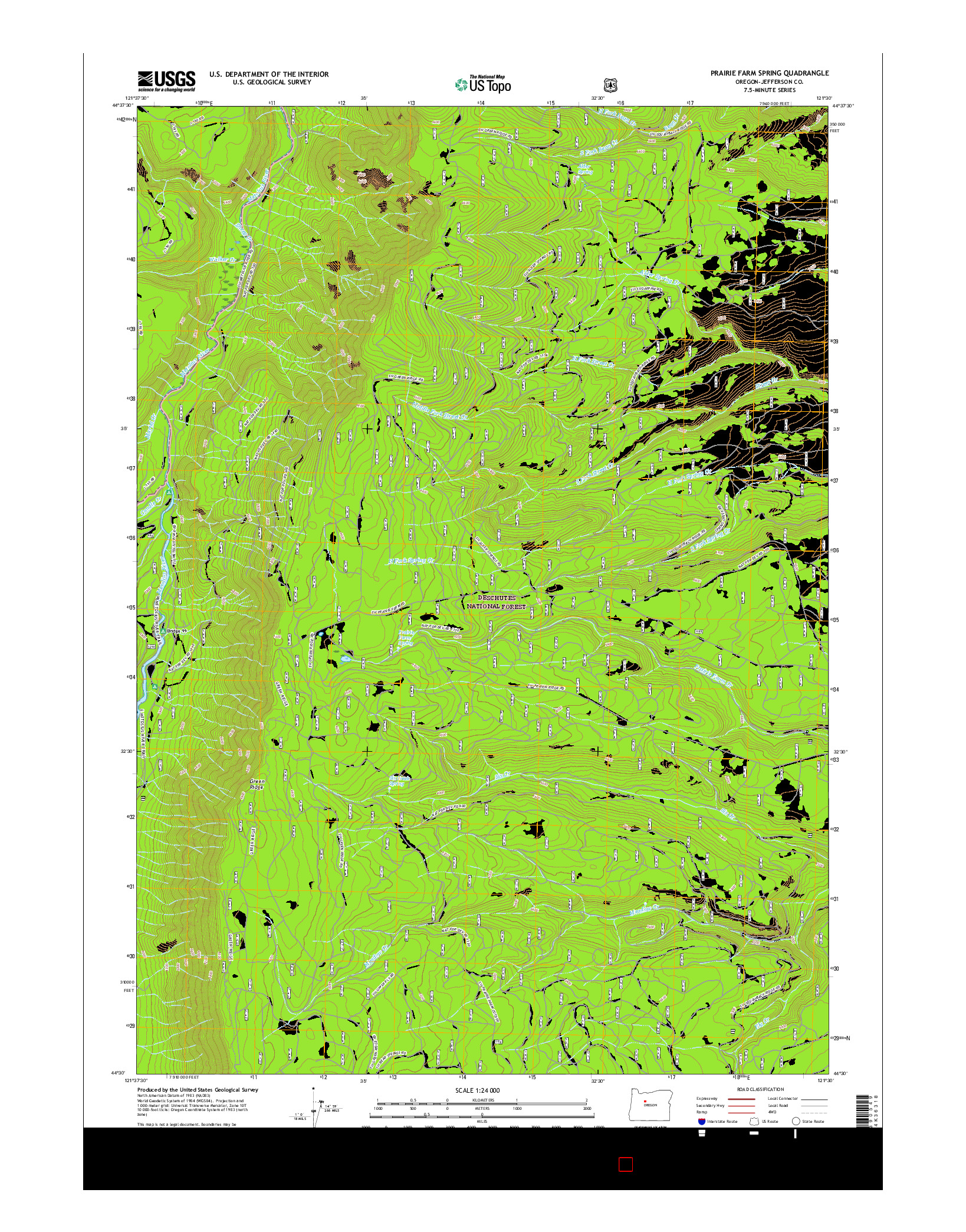 USGS US TOPO 7.5-MINUTE MAP FOR PRAIRIE FARM SPRING, OR 2017