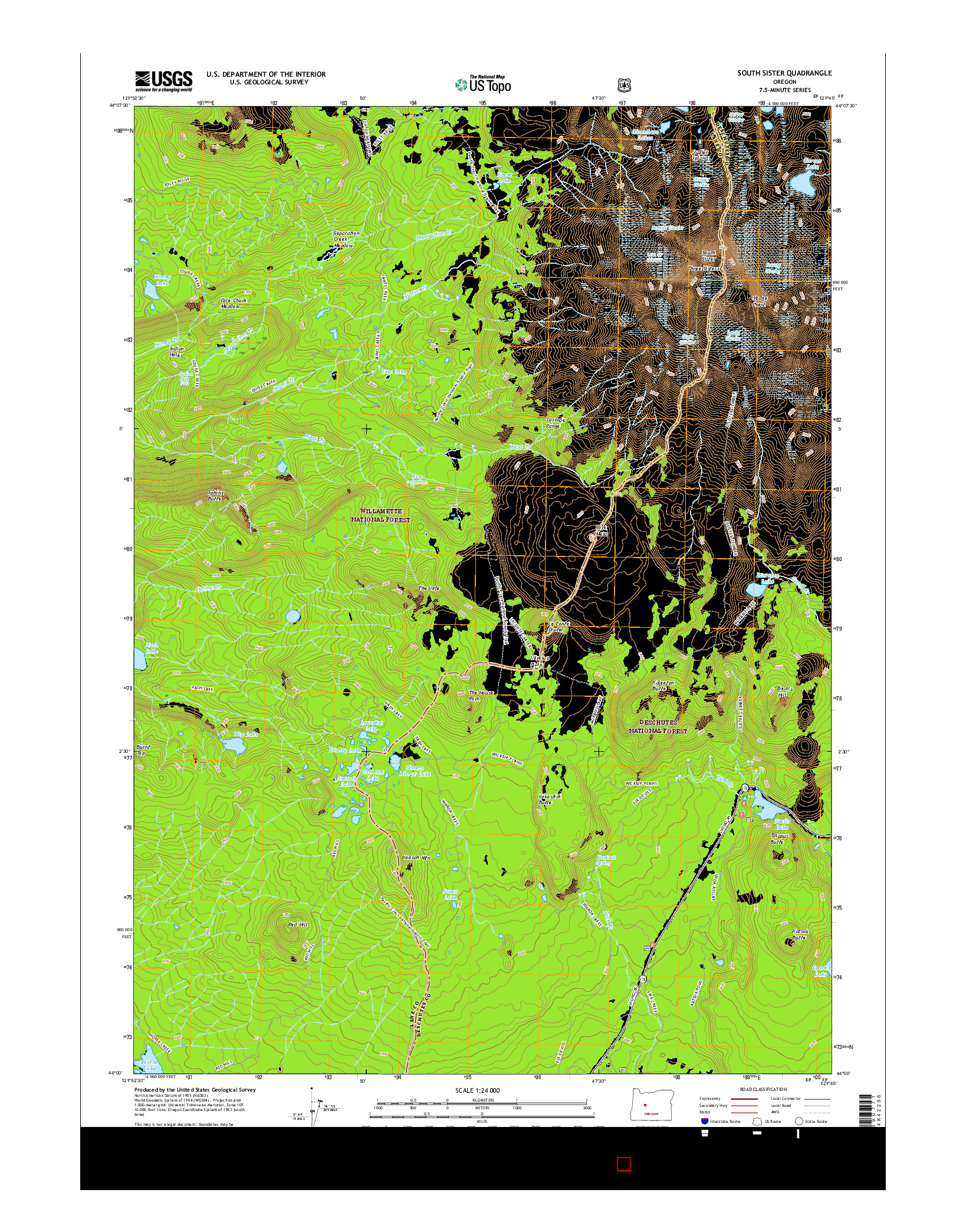 USGS US TOPO 7.5-MINUTE MAP FOR SOUTH SISTER, OR 2017