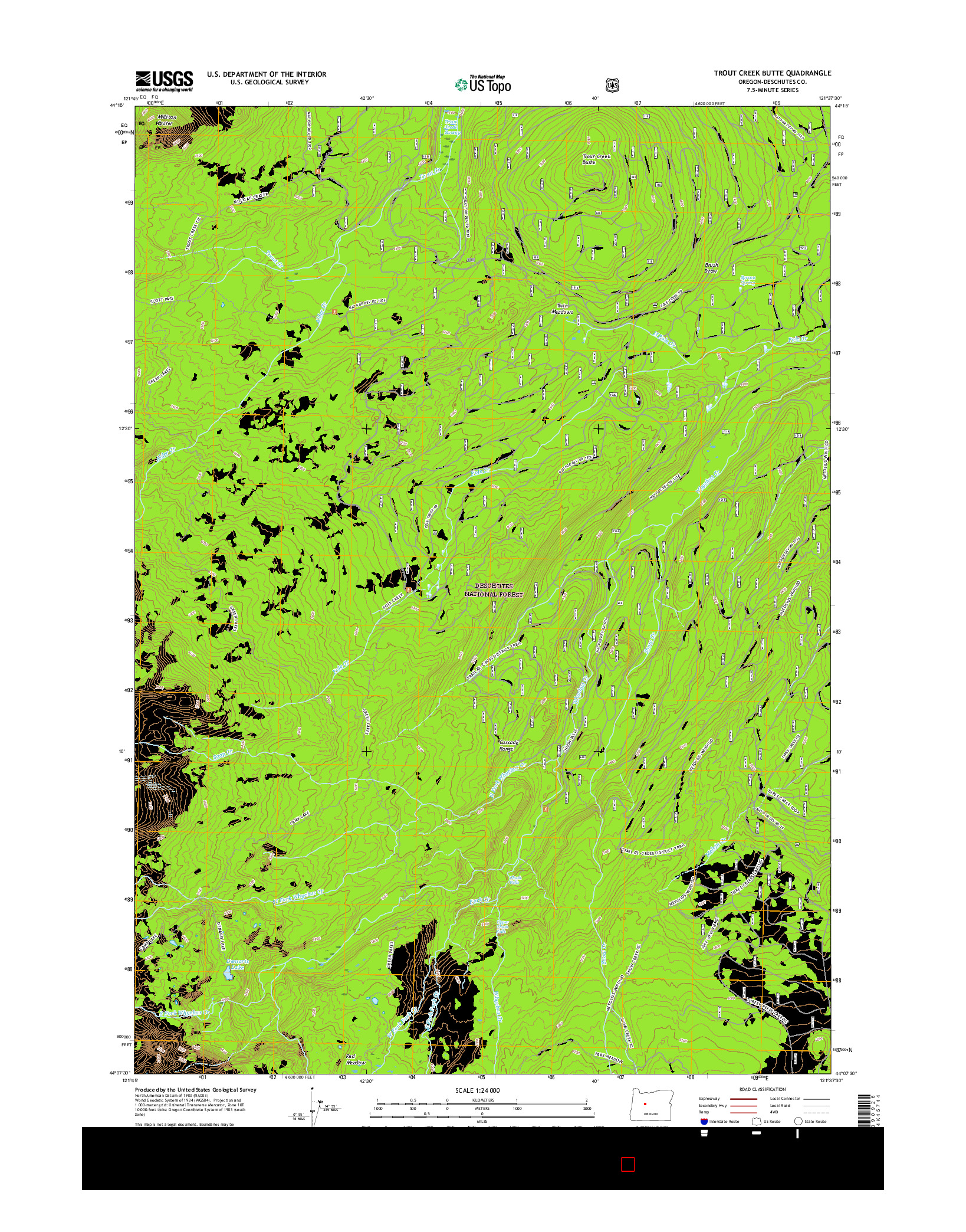 USGS US TOPO 7.5-MINUTE MAP FOR TROUT CREEK BUTTE, OR 2017