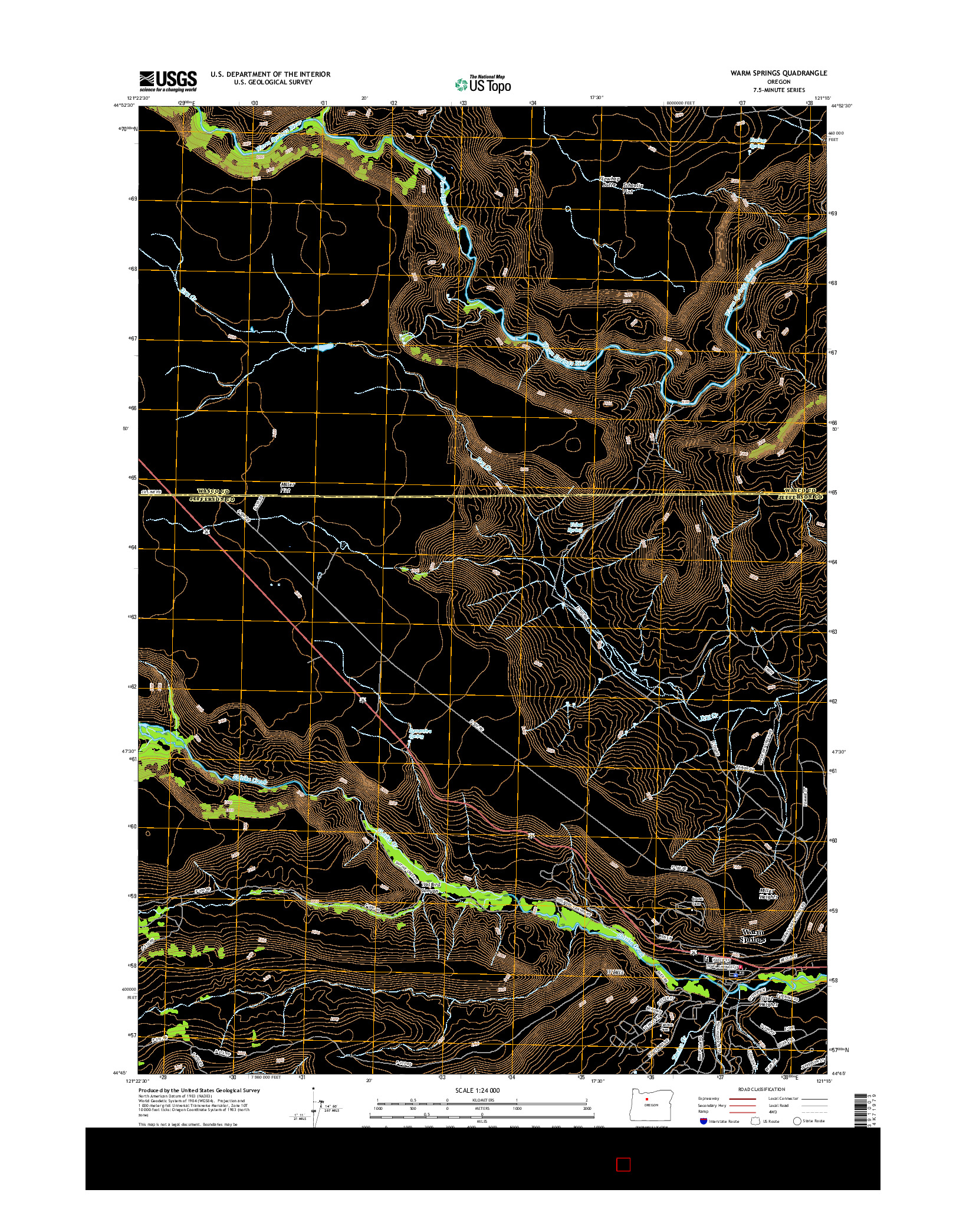 USGS US TOPO 7.5-MINUTE MAP FOR WARM SPRINGS, OR 2017