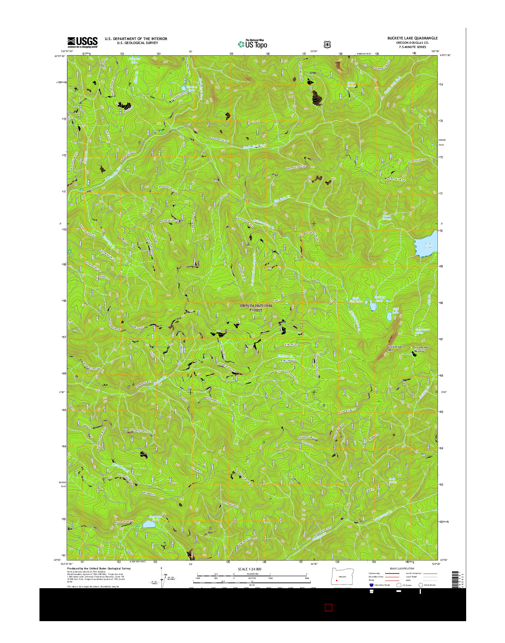 USGS US TOPO 7.5-MINUTE MAP FOR BUCKEYE LAKE, OR 2017