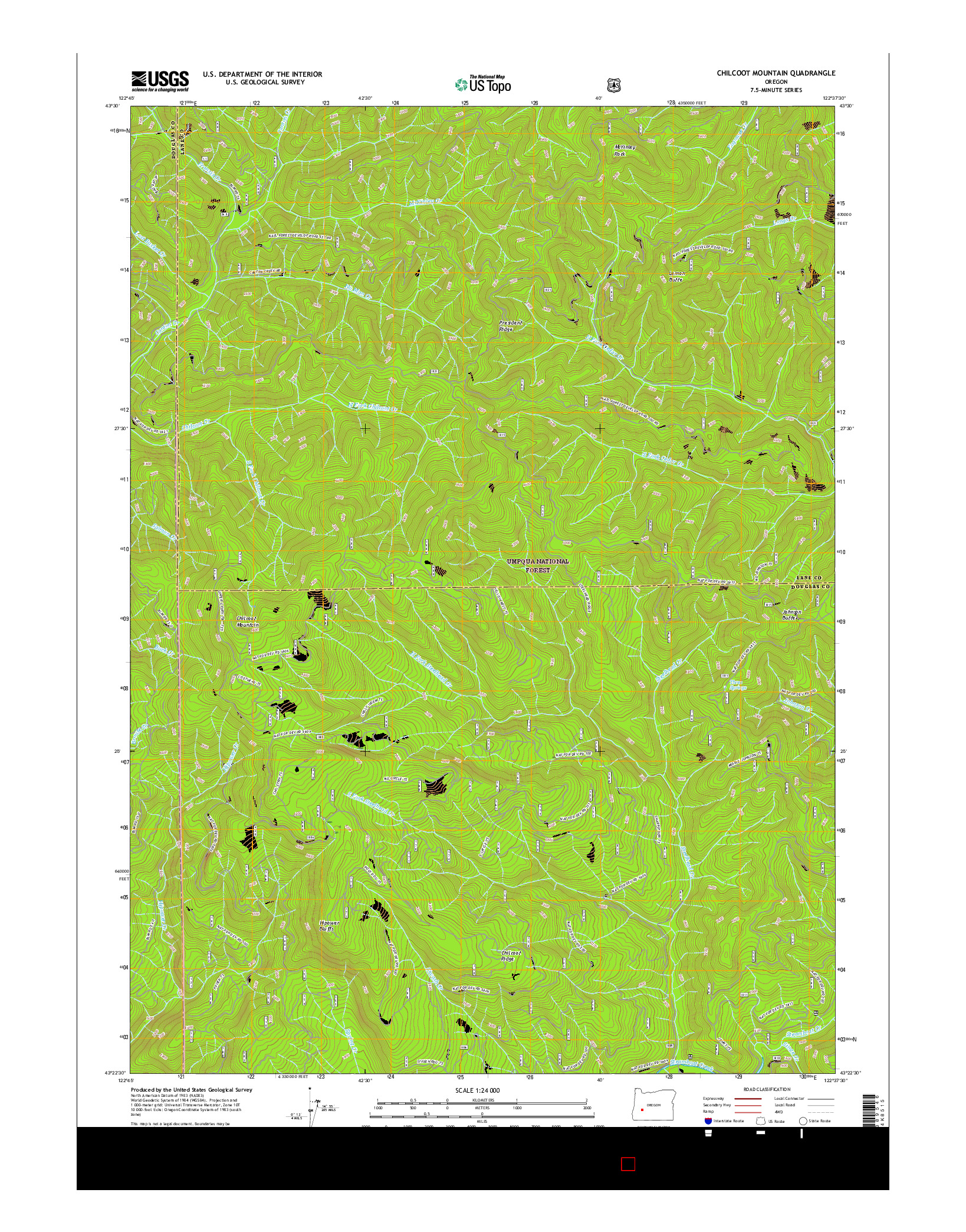 USGS US TOPO 7.5-MINUTE MAP FOR CHILCOOT MOUNTAIN, OR 2017