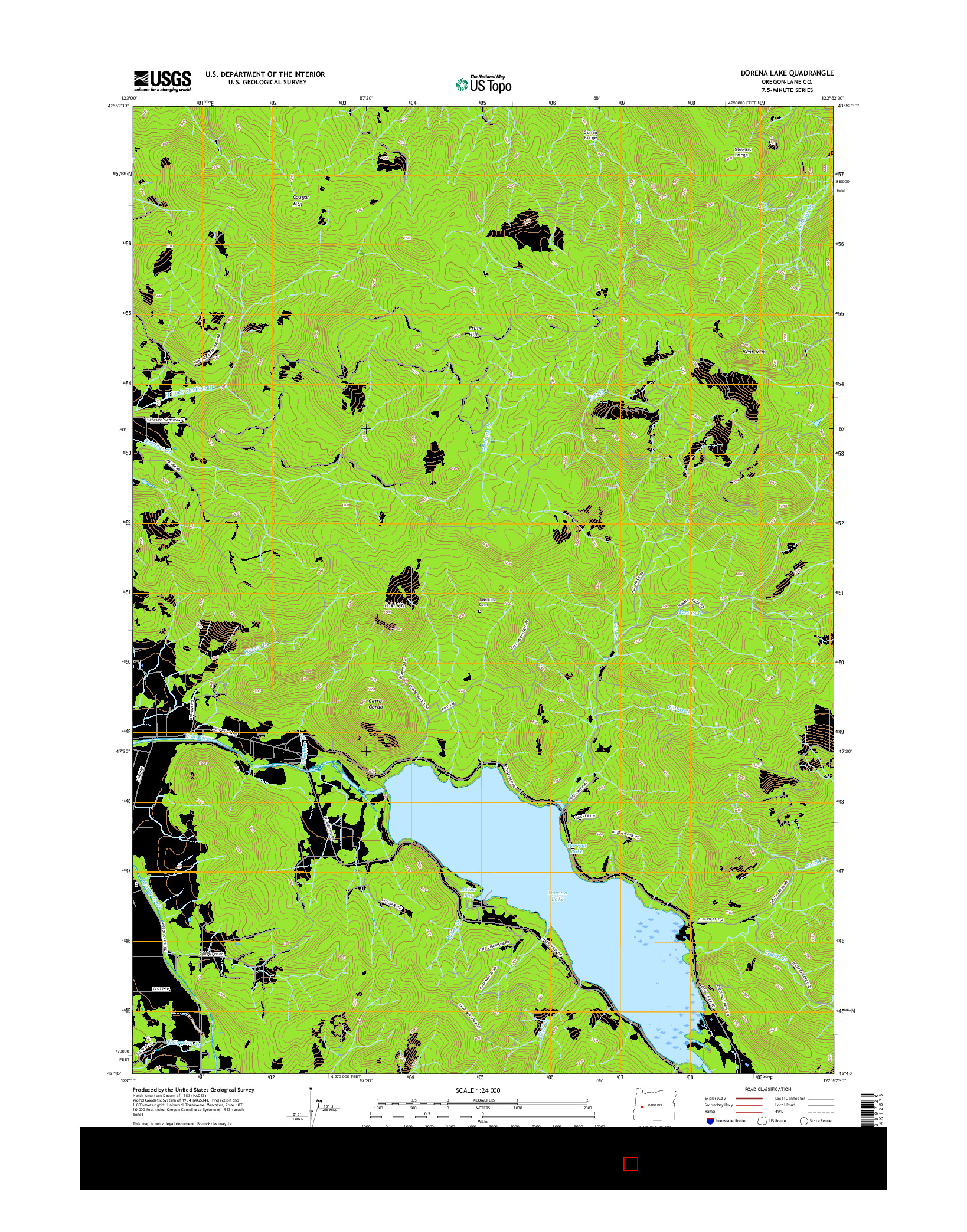 USGS US TOPO 7.5-MINUTE MAP FOR DORENA LAKE, OR 2017
