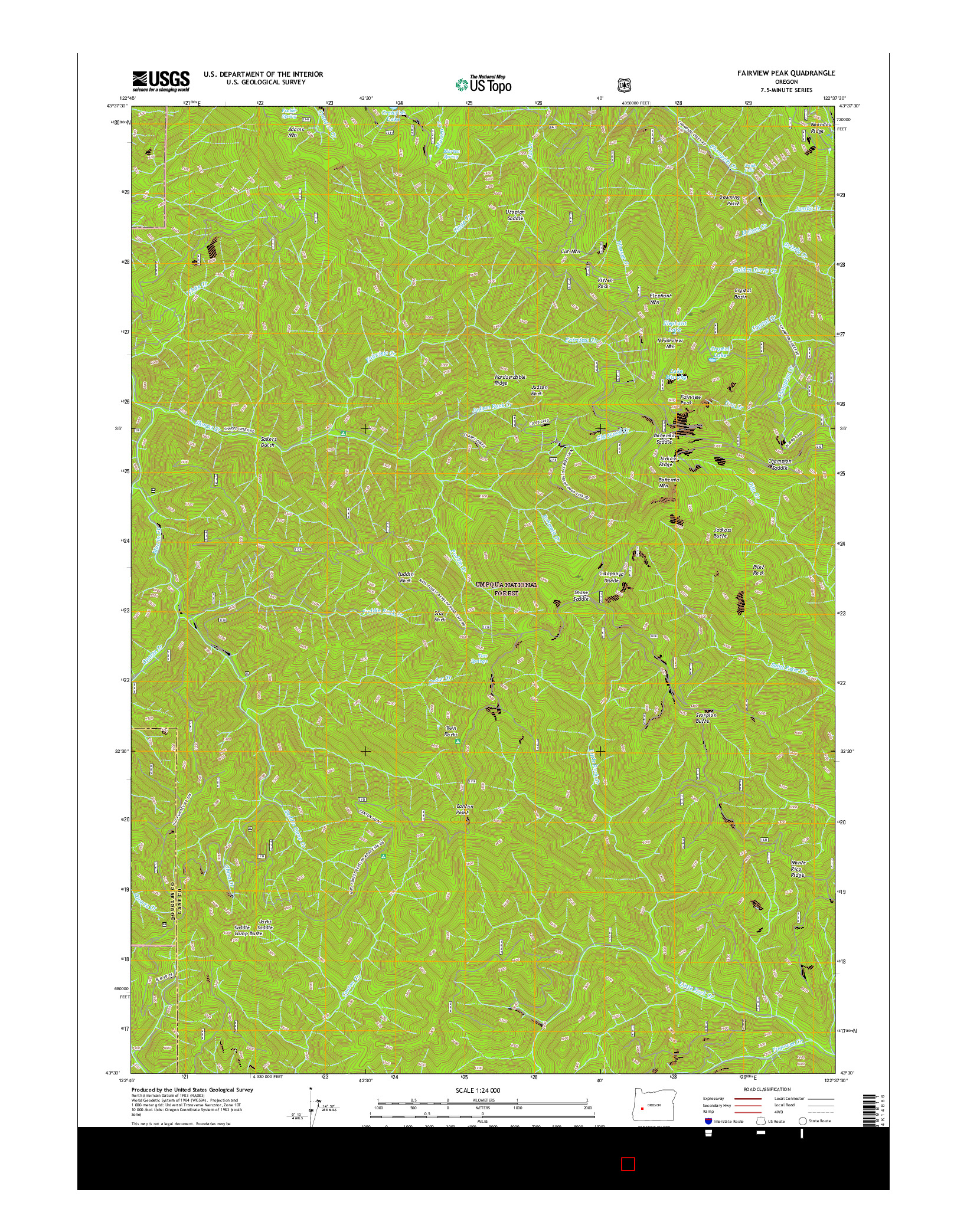 USGS US TOPO 7.5-MINUTE MAP FOR FAIRVIEW PEAK, OR 2017