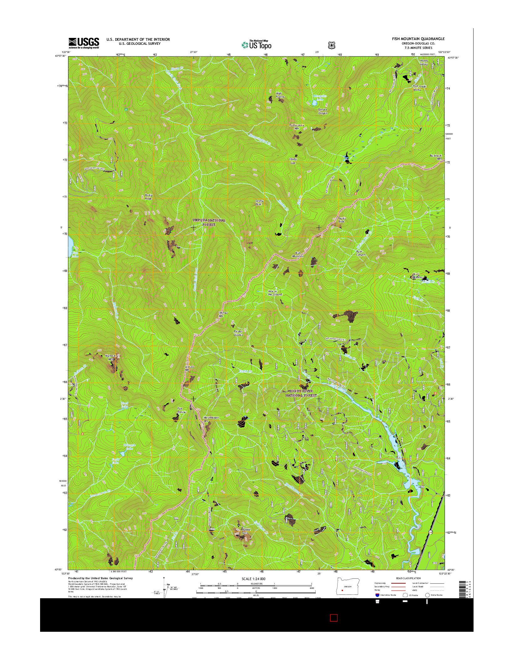 USGS US TOPO 7.5-MINUTE MAP FOR FISH MOUNTAIN, OR 2017