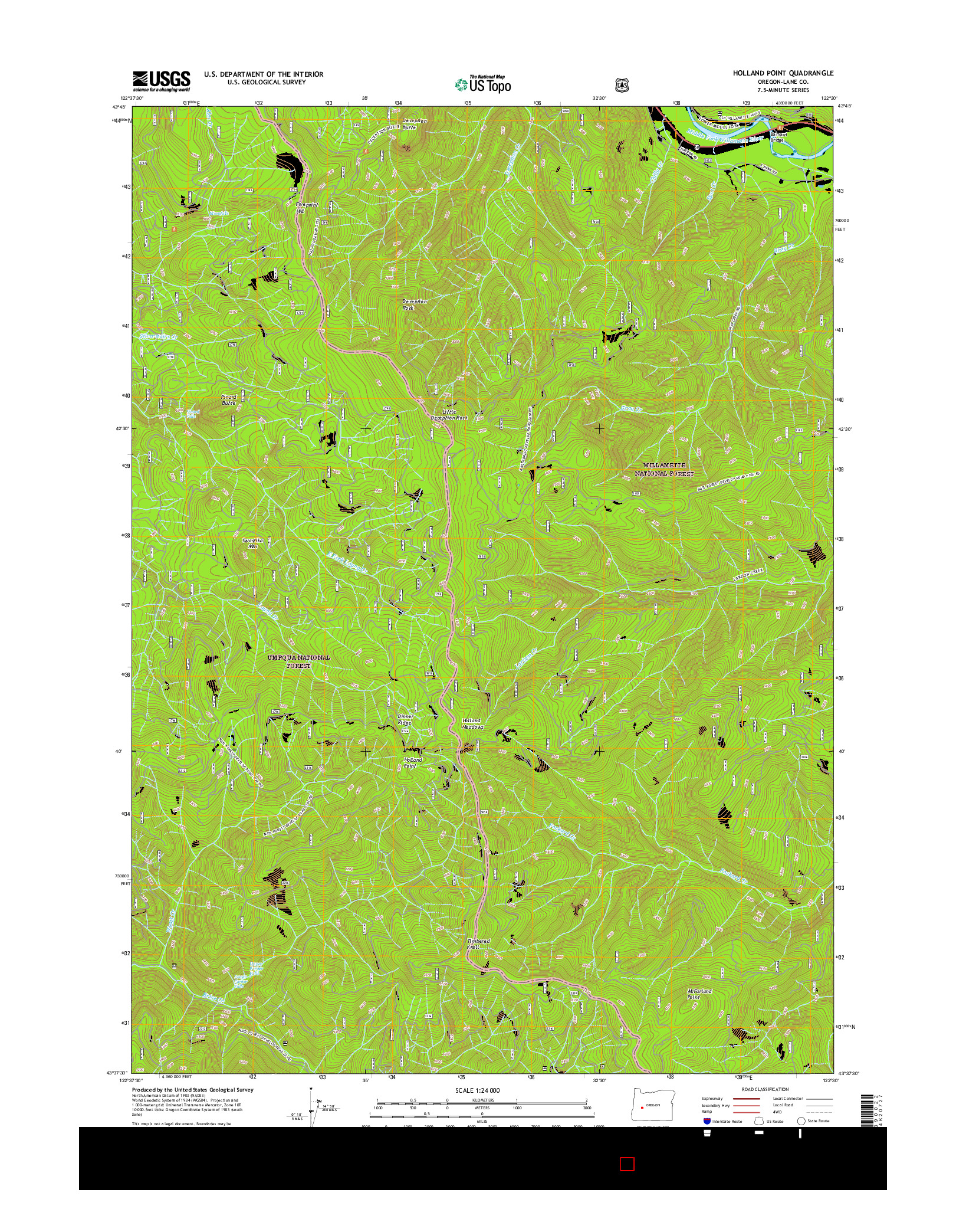 USGS US TOPO 7.5-MINUTE MAP FOR HOLLAND POINT, OR 2017