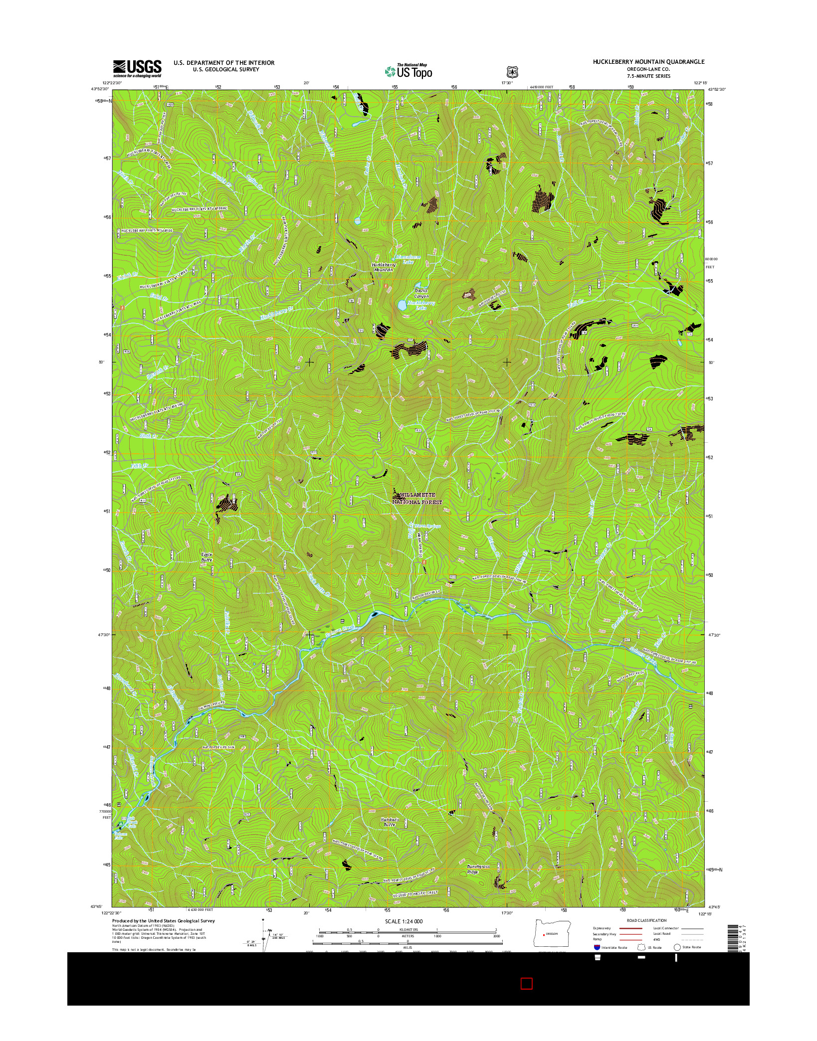 USGS US TOPO 7.5-MINUTE MAP FOR HUCKLEBERRY MOUNTAIN, OR 2017