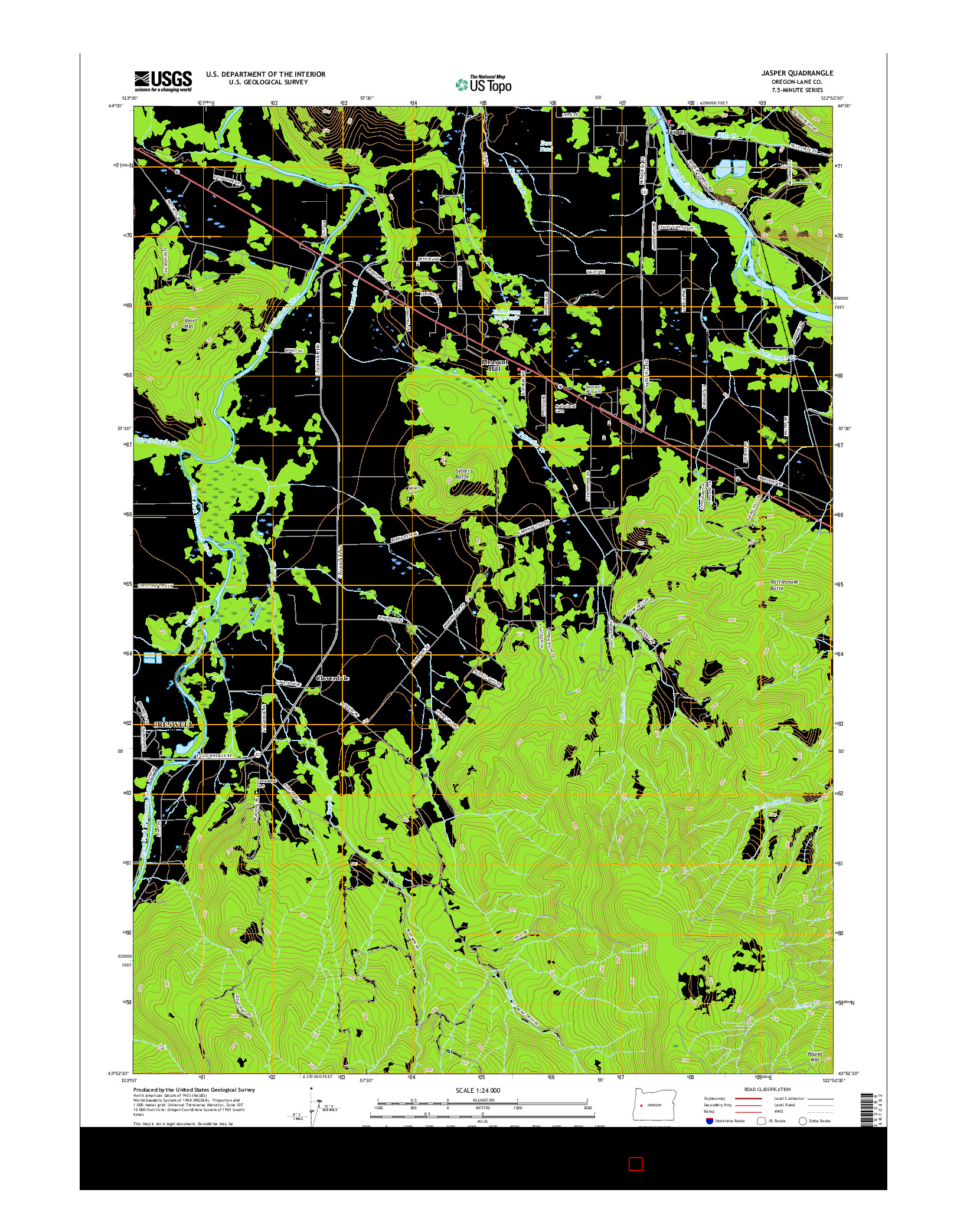 USGS US TOPO 7.5-MINUTE MAP FOR JASPER, OR 2017