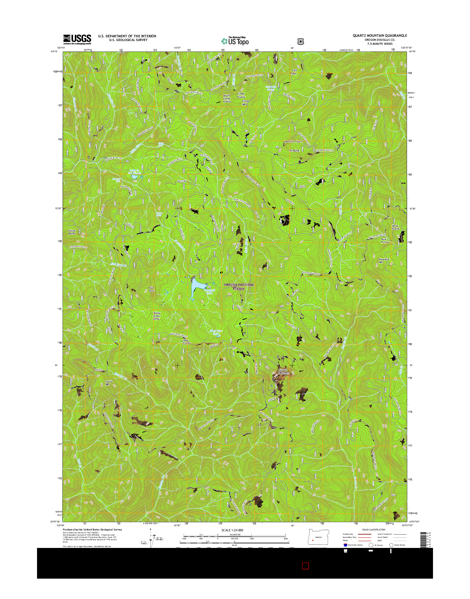 USGS US TOPO 7.5-MINUTE MAP FOR QUARTZ MOUNTAIN, OR 2017