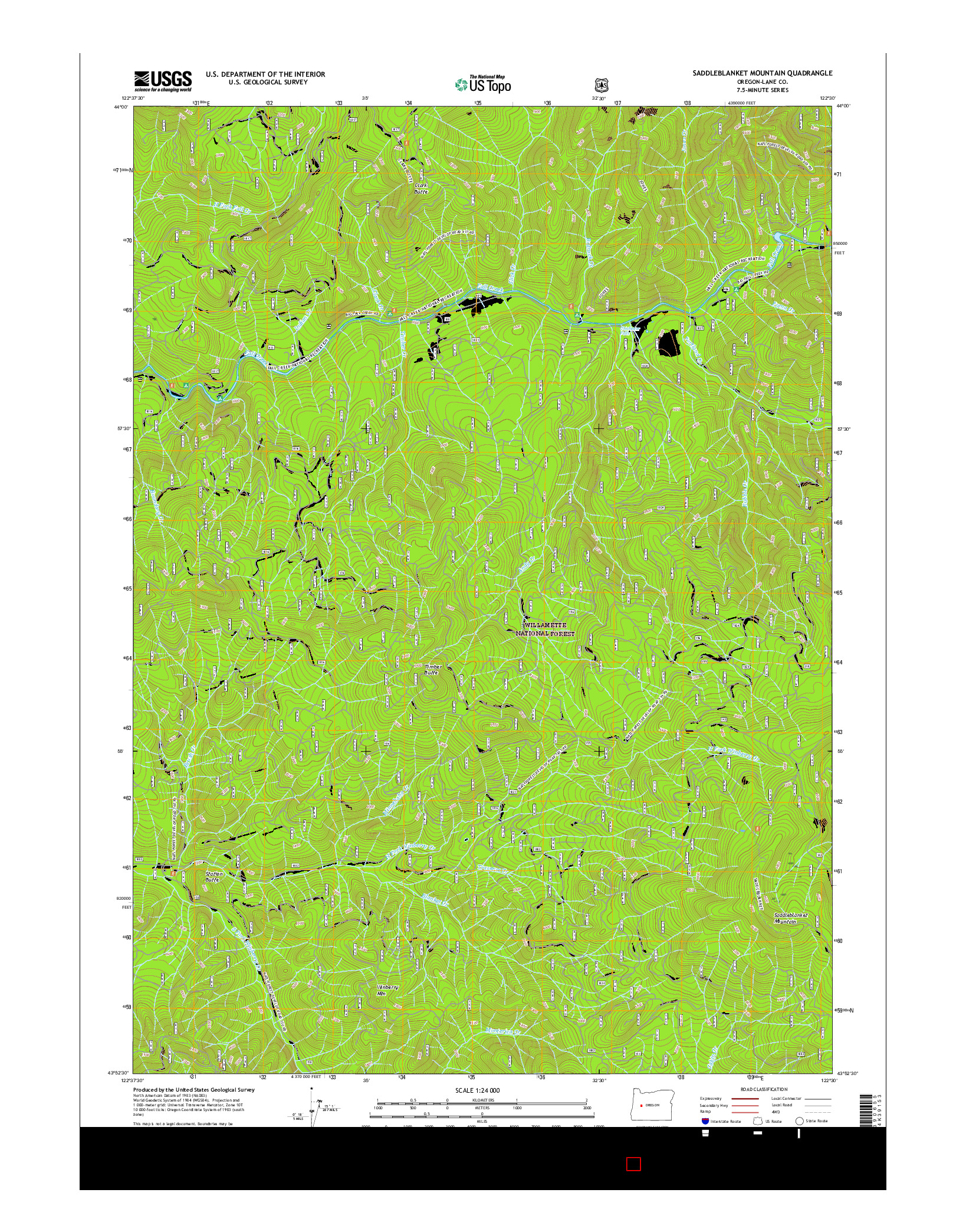 USGS US TOPO 7.5-MINUTE MAP FOR SADDLEBLANKET MOUNTAIN, OR 2017