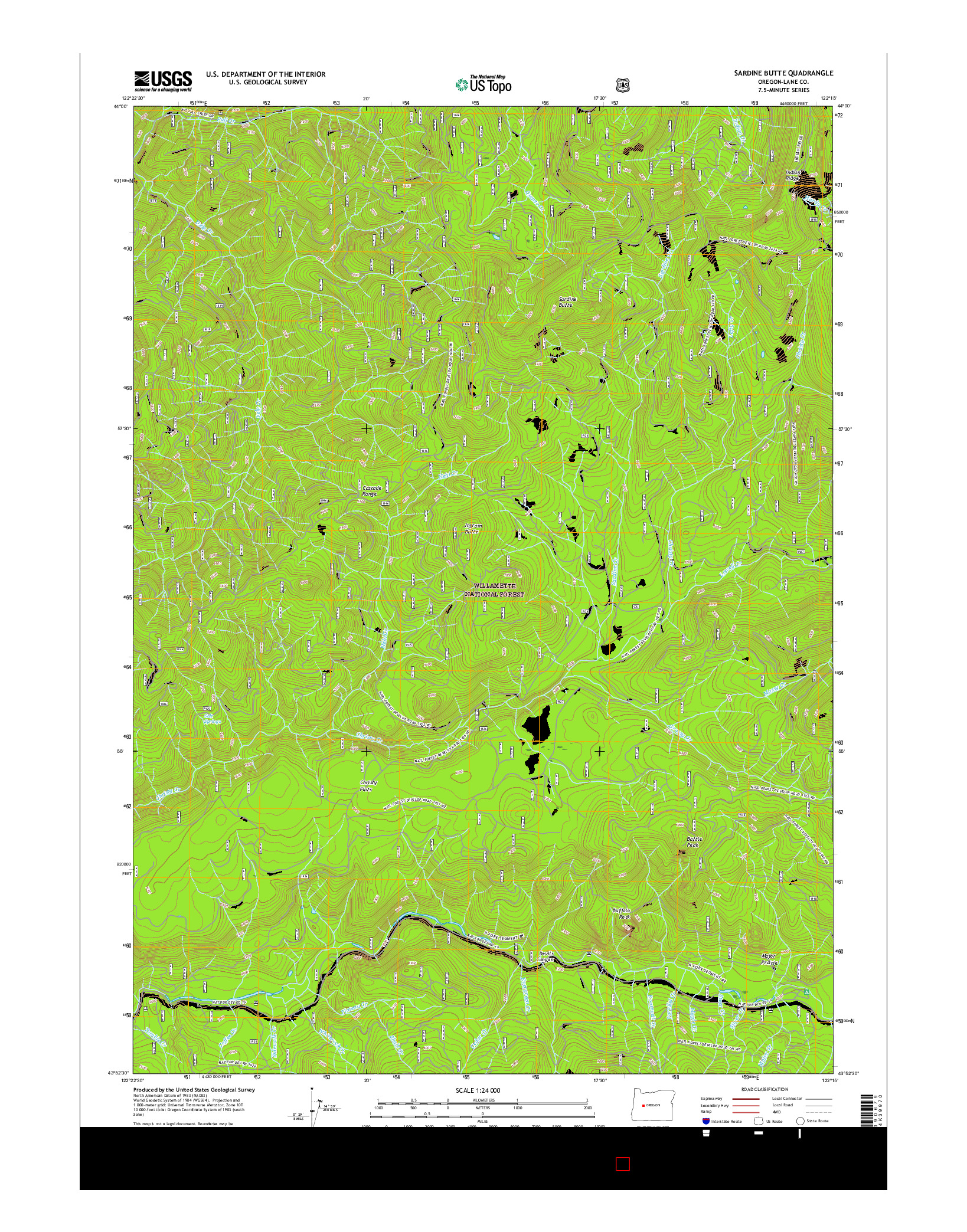 USGS US TOPO 7.5-MINUTE MAP FOR SARDINE BUTTE, OR 2017