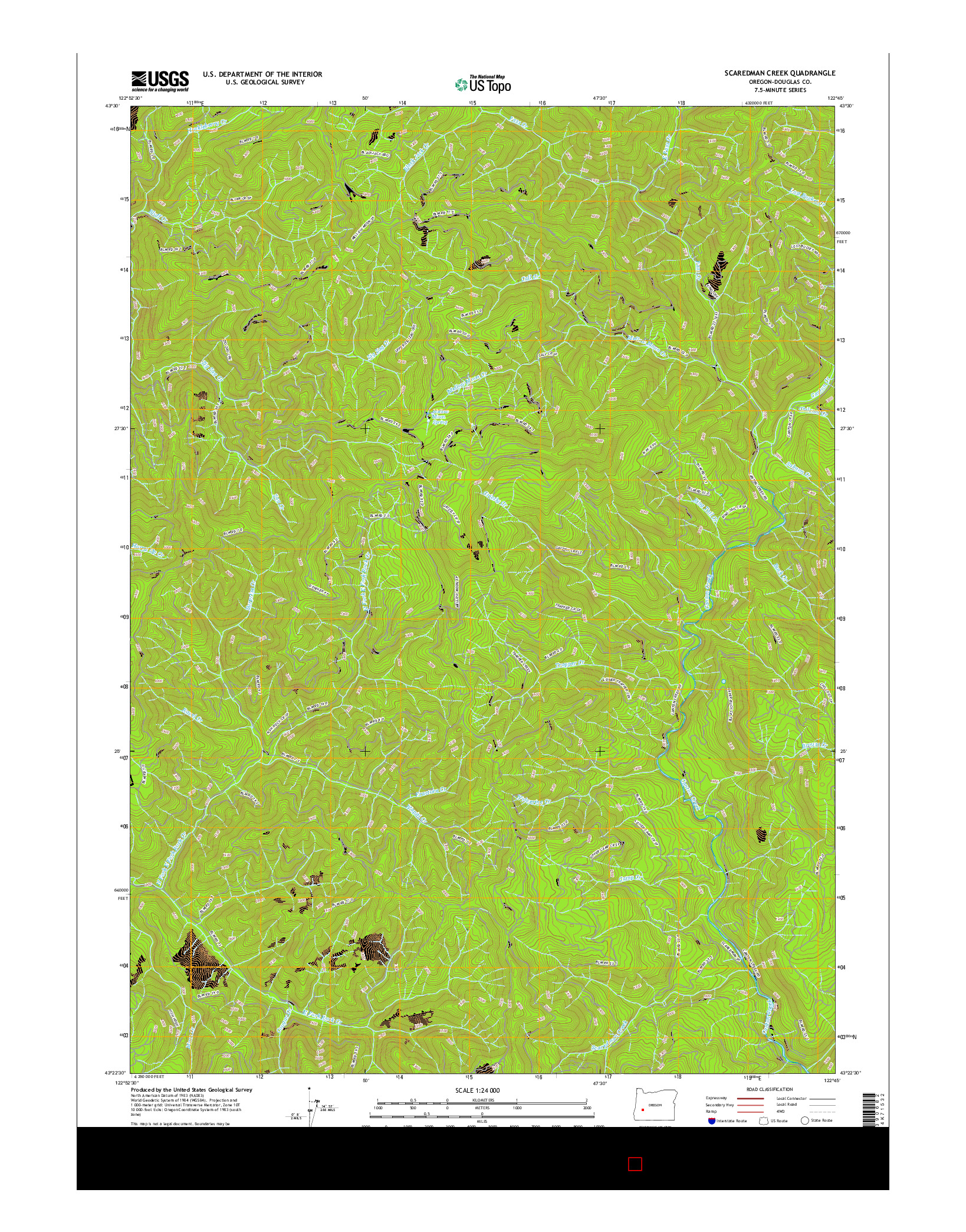 USGS US TOPO 7.5-MINUTE MAP FOR SCAREDMAN CREEK, OR 2017