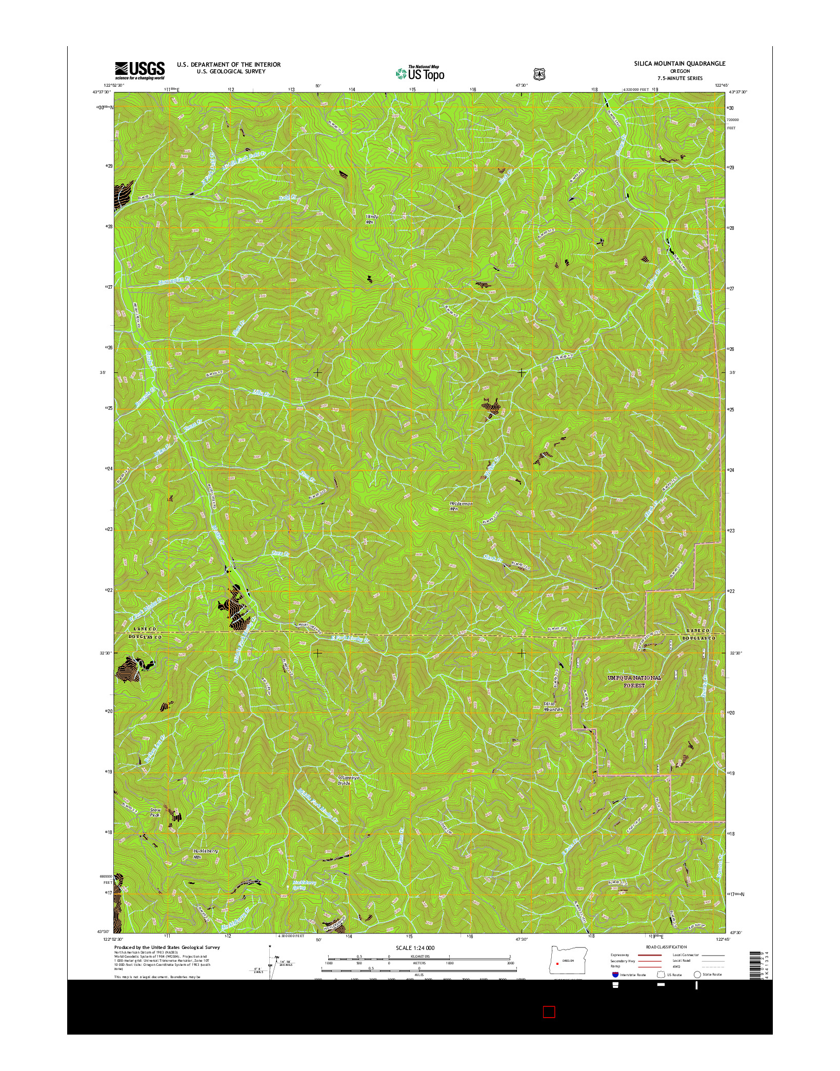 USGS US TOPO 7.5-MINUTE MAP FOR SILICA MOUNTAIN, OR 2017