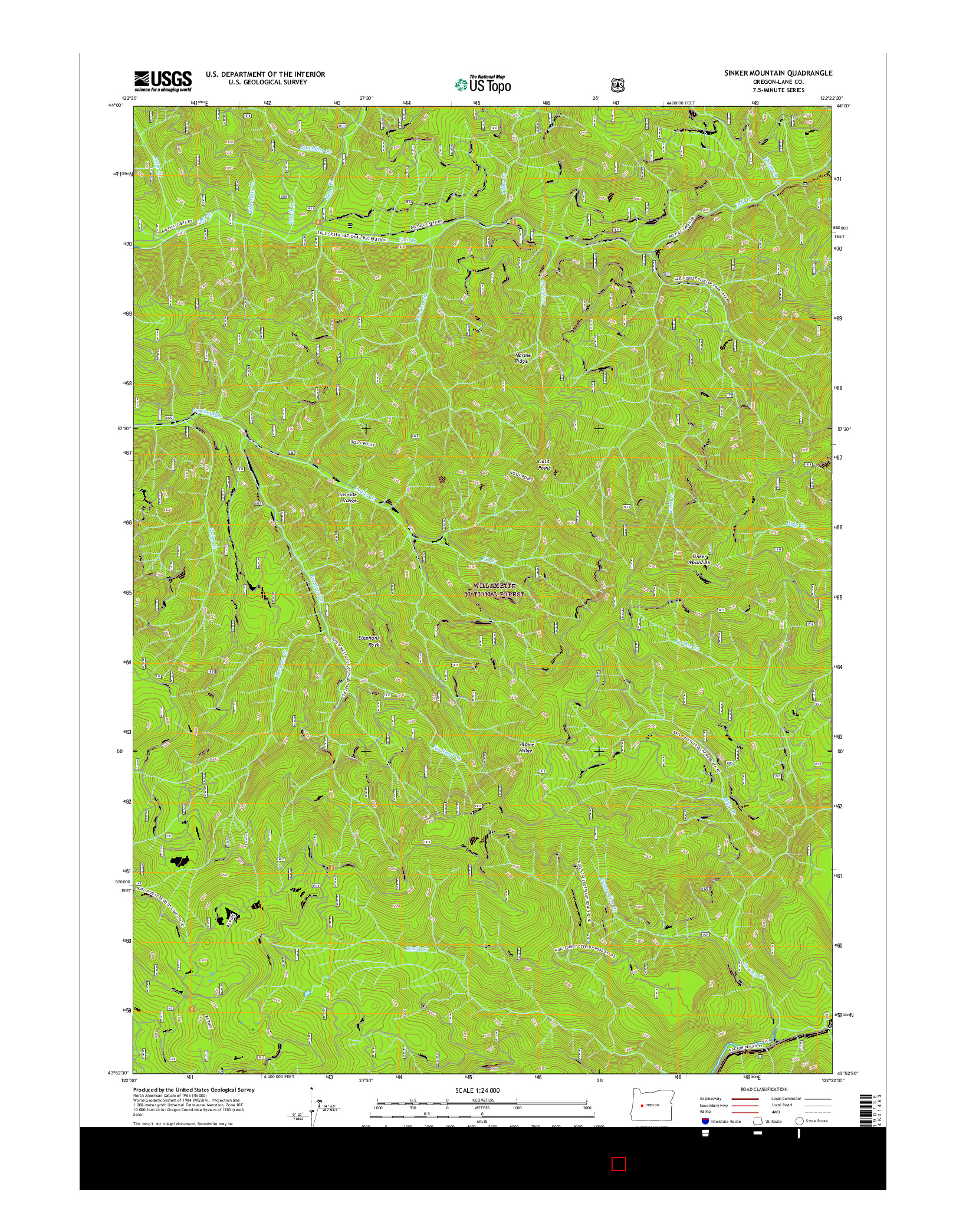 USGS US TOPO 7.5-MINUTE MAP FOR SINKER MOUNTAIN, OR 2017