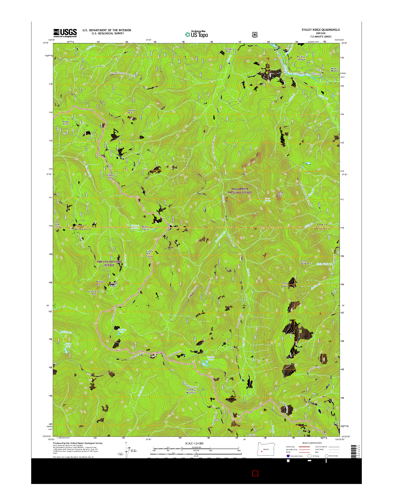 USGS US TOPO 7.5-MINUTE MAP FOR STALEY RIDGE, OR 2017