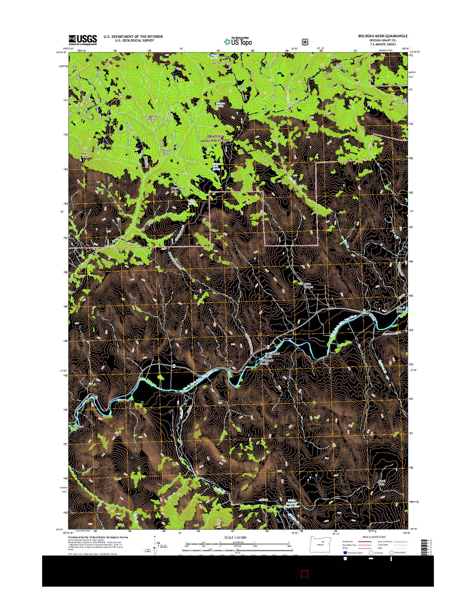 USGS US TOPO 7.5-MINUTE MAP FOR BOLOGNA BASIN, OR 2017