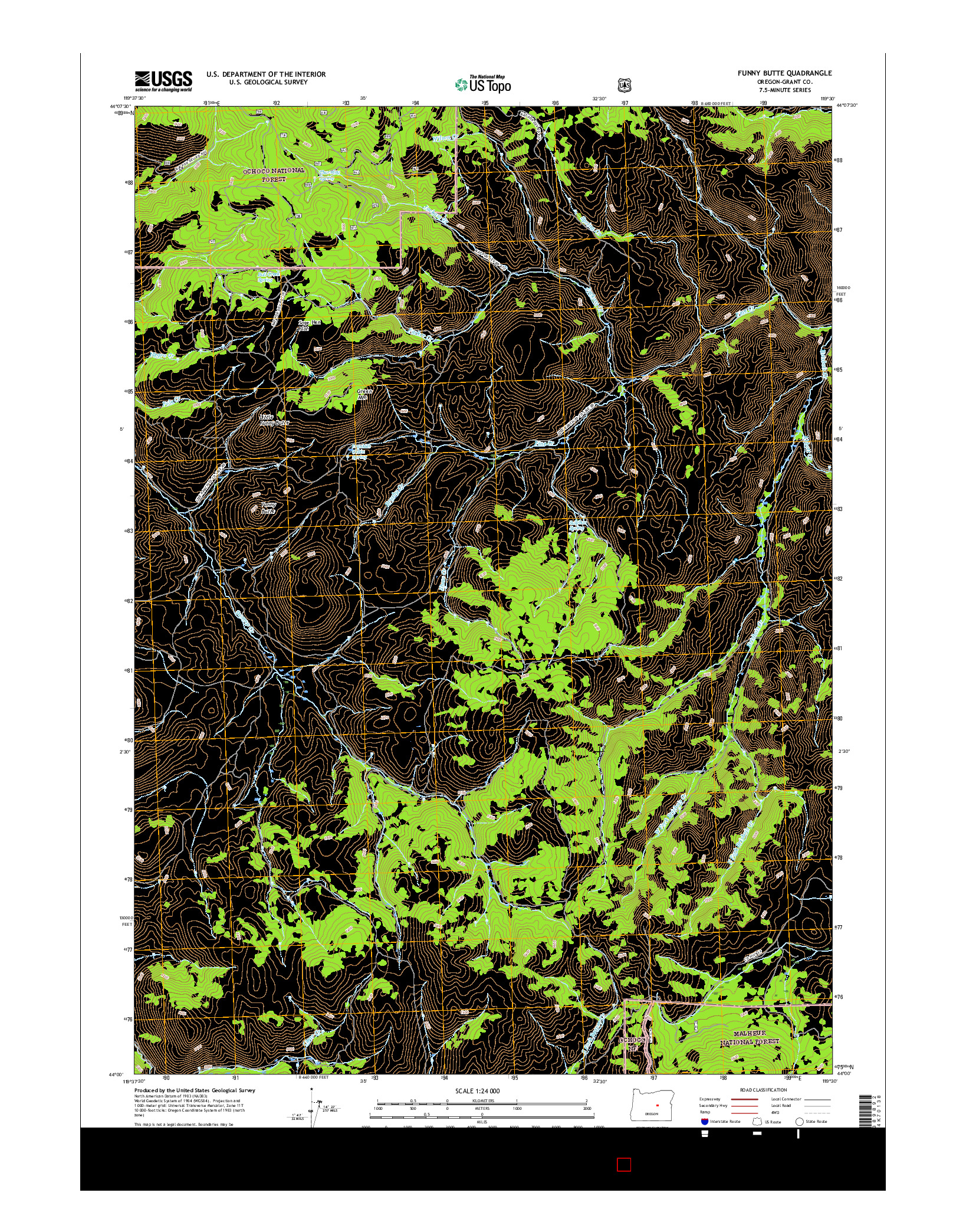 USGS US TOPO 7.5-MINUTE MAP FOR FUNNY BUTTE, OR 2017