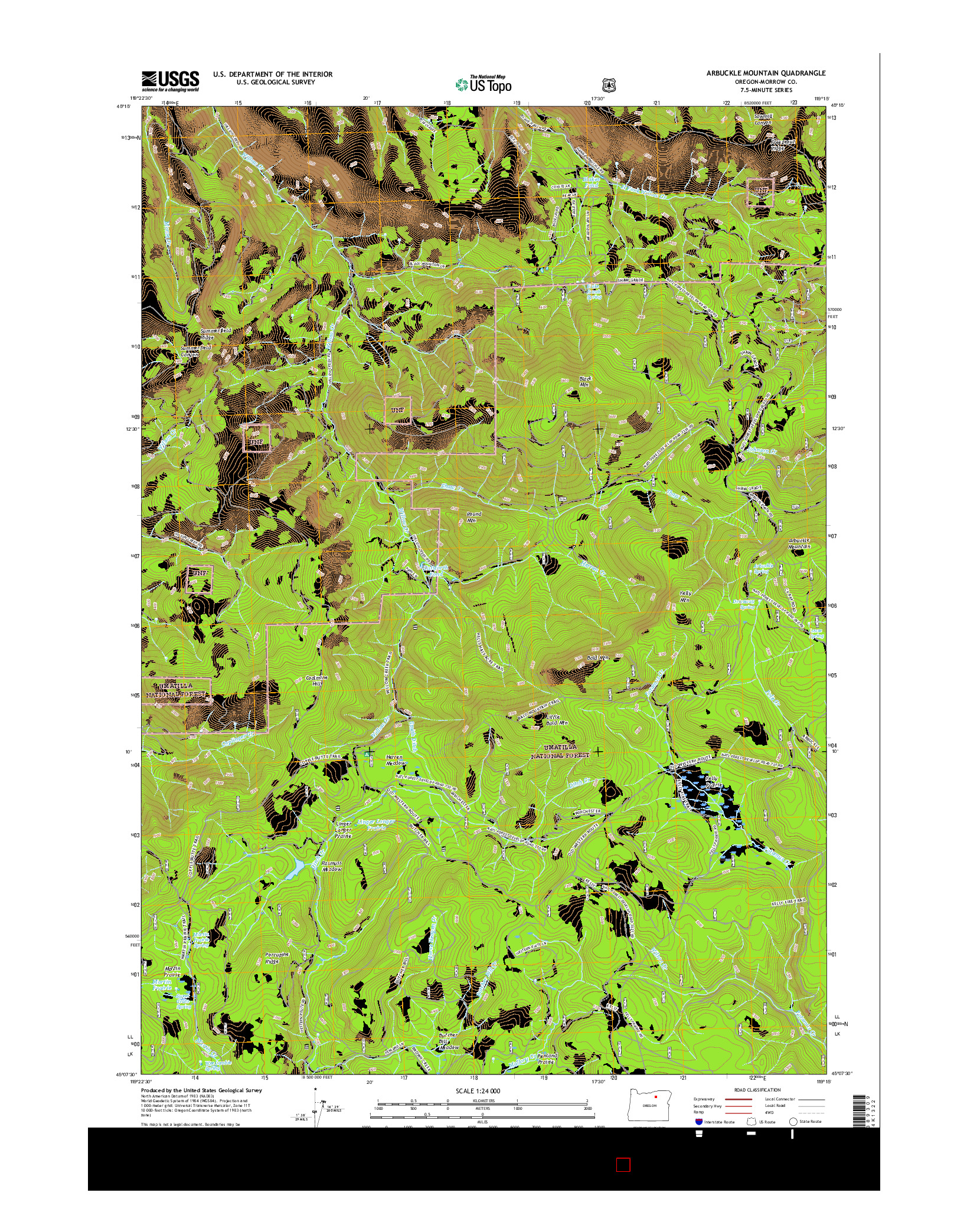 USGS US TOPO 7.5-MINUTE MAP FOR ARBUCKLE MOUNTAIN, OR 2017