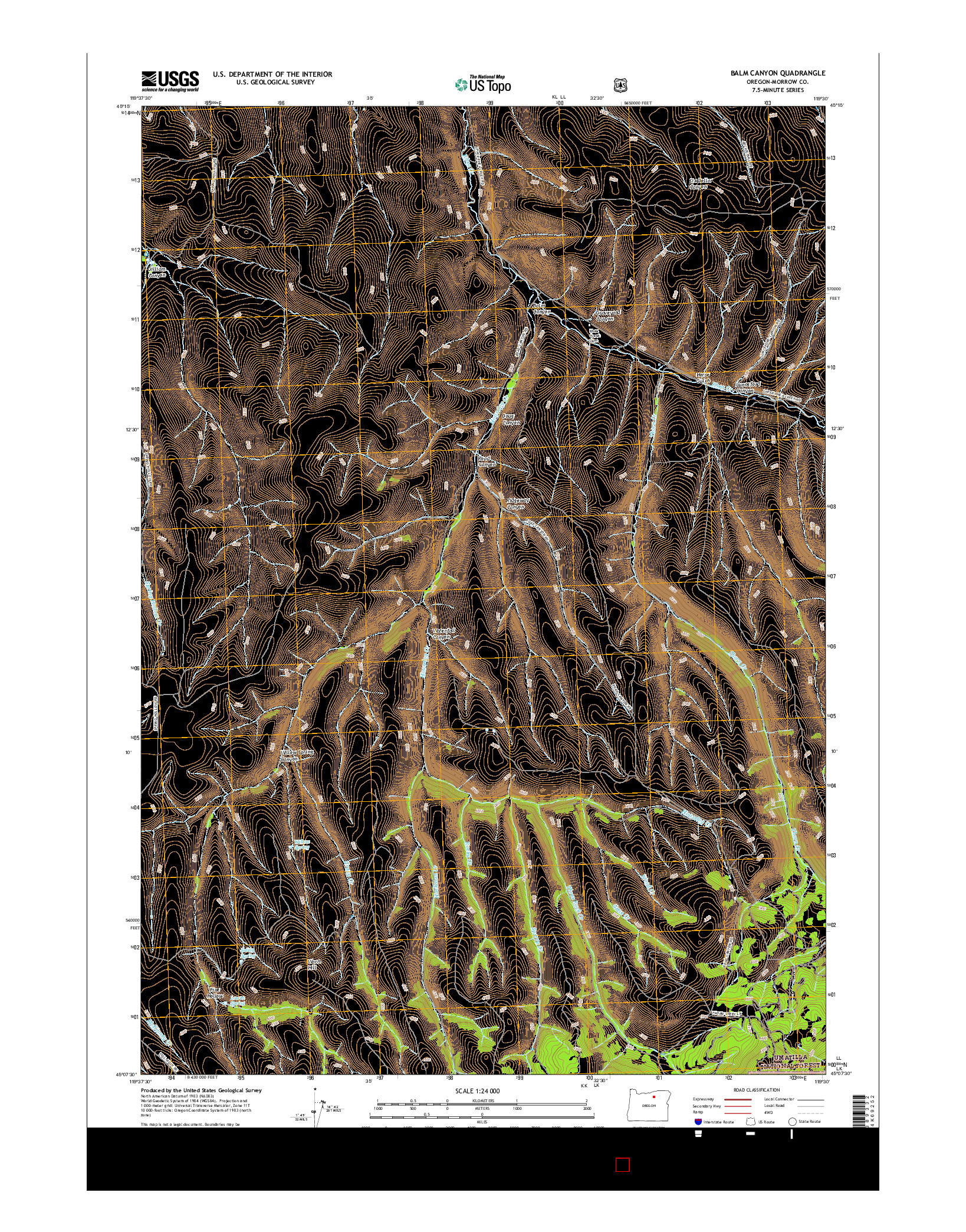 USGS US TOPO 7.5-MINUTE MAP FOR BALM CANYON, OR 2017