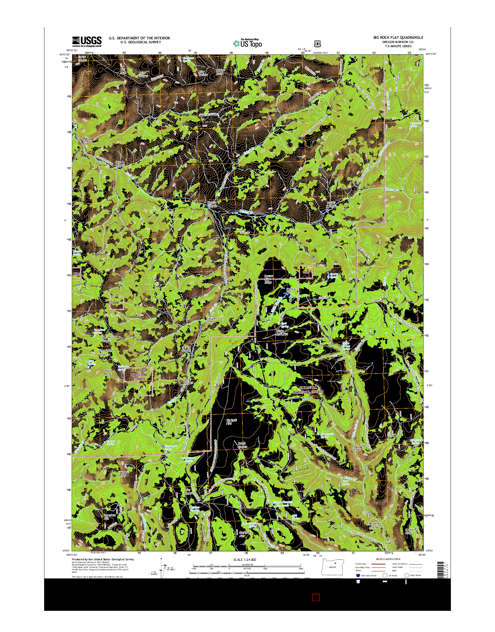 USGS US TOPO 7.5-MINUTE MAP FOR BIG ROCK FLAT, OR 2017