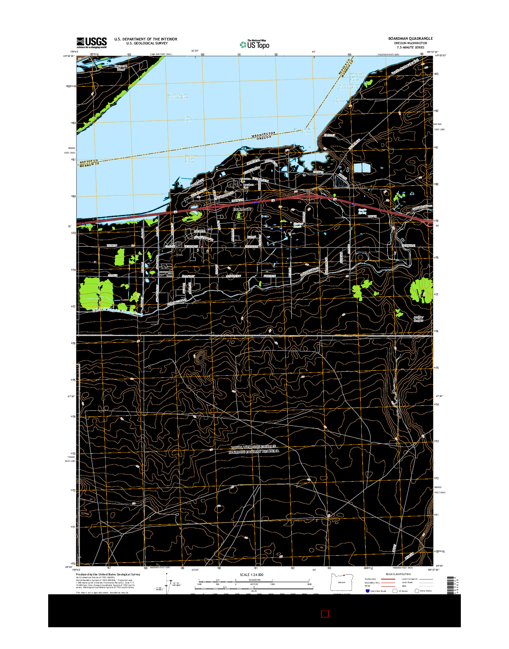 USGS US TOPO 7.5-MINUTE MAP FOR BOARDMAN, OR-WA 2017