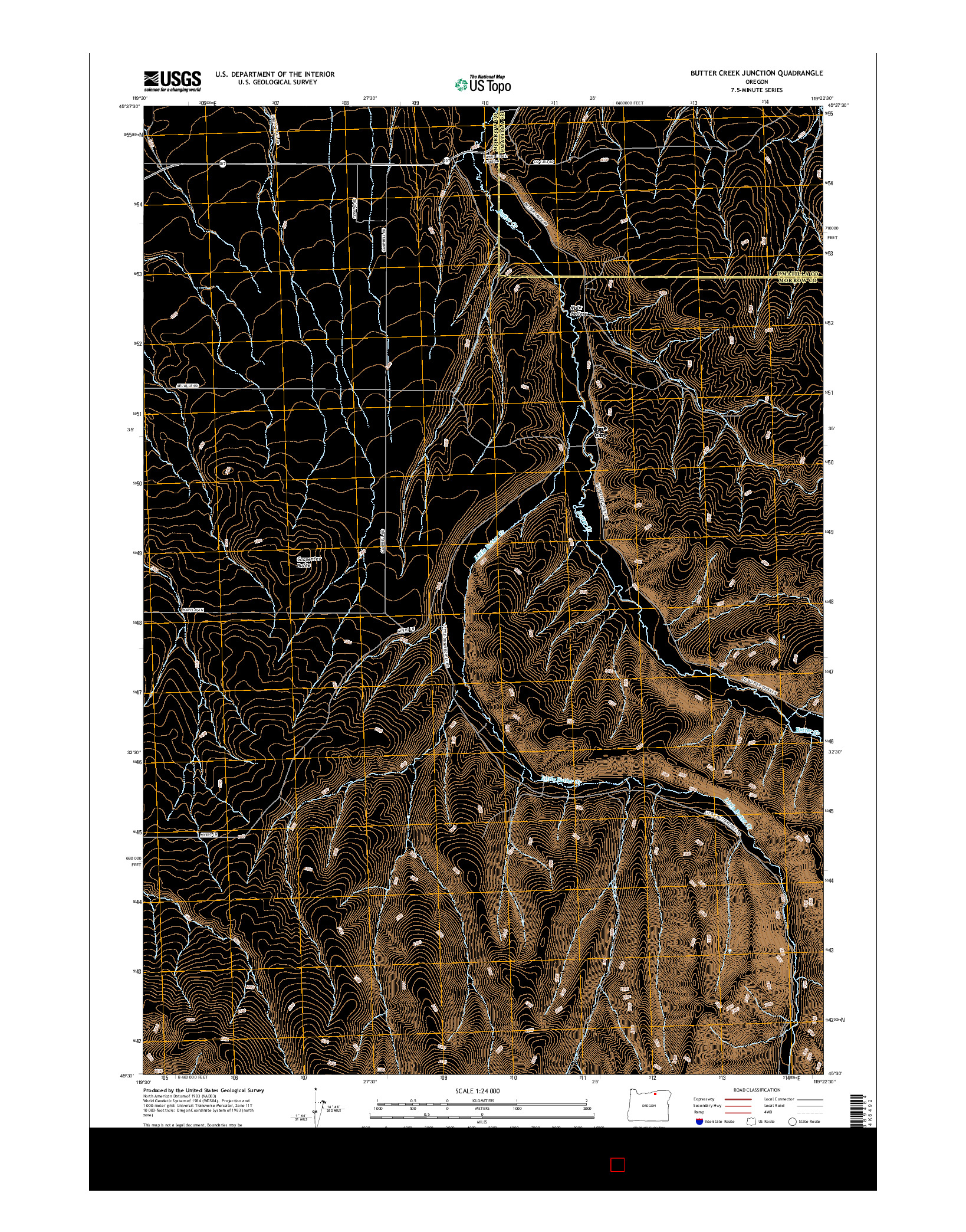 USGS US TOPO 7.5-MINUTE MAP FOR BUTTER CREEK JUNCTION, OR 2017