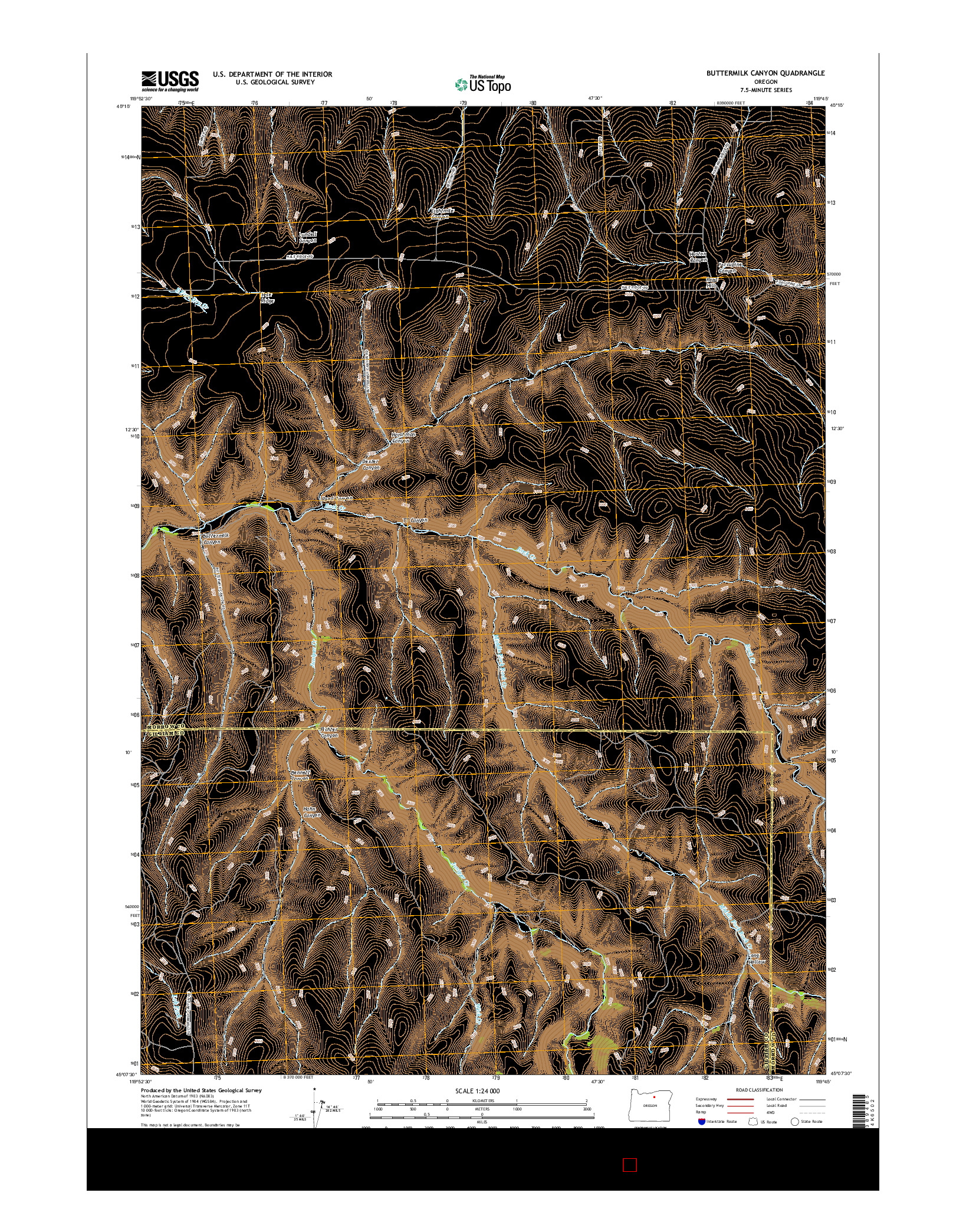 USGS US TOPO 7.5-MINUTE MAP FOR BUTTERMILK CANYON, OR 2017
