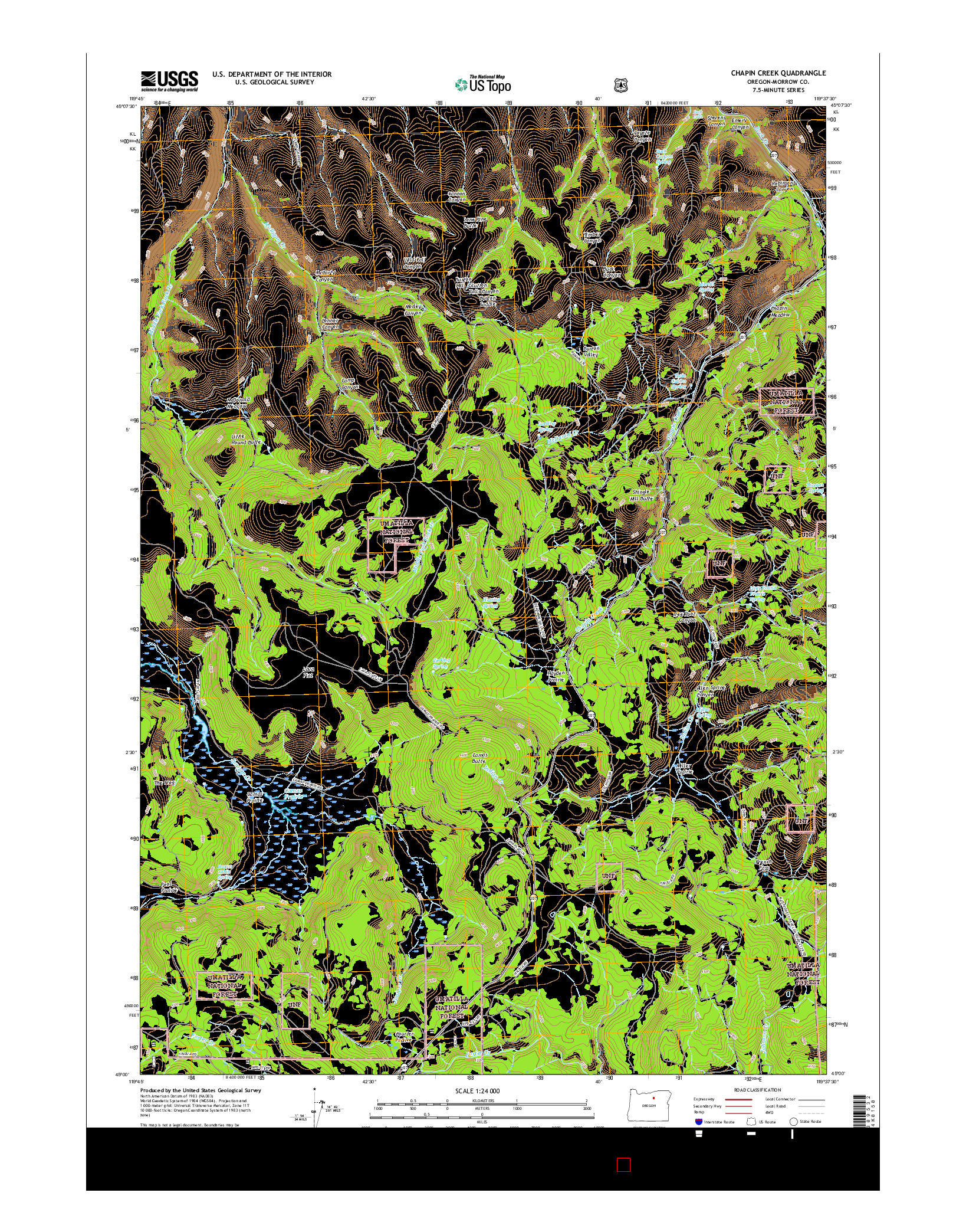 USGS US TOPO 7.5-MINUTE MAP FOR CHAPIN CREEK, OR 2017