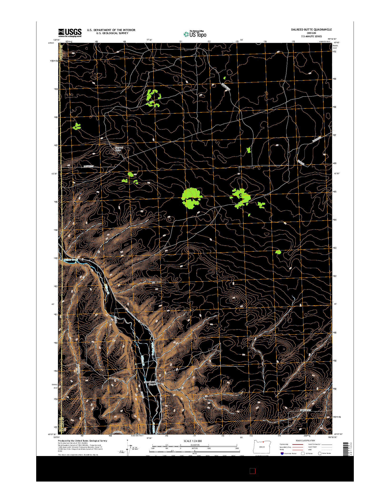 USGS US TOPO 7.5-MINUTE MAP FOR DALREED BUTTE, OR 2017