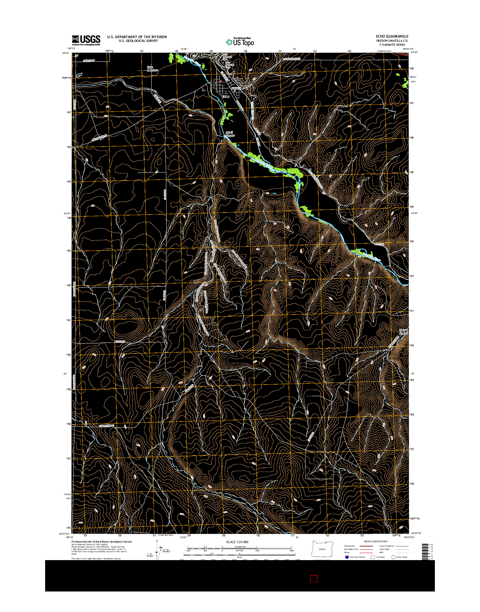 USGS US TOPO 7.5-MINUTE MAP FOR ECHO, OR 2017