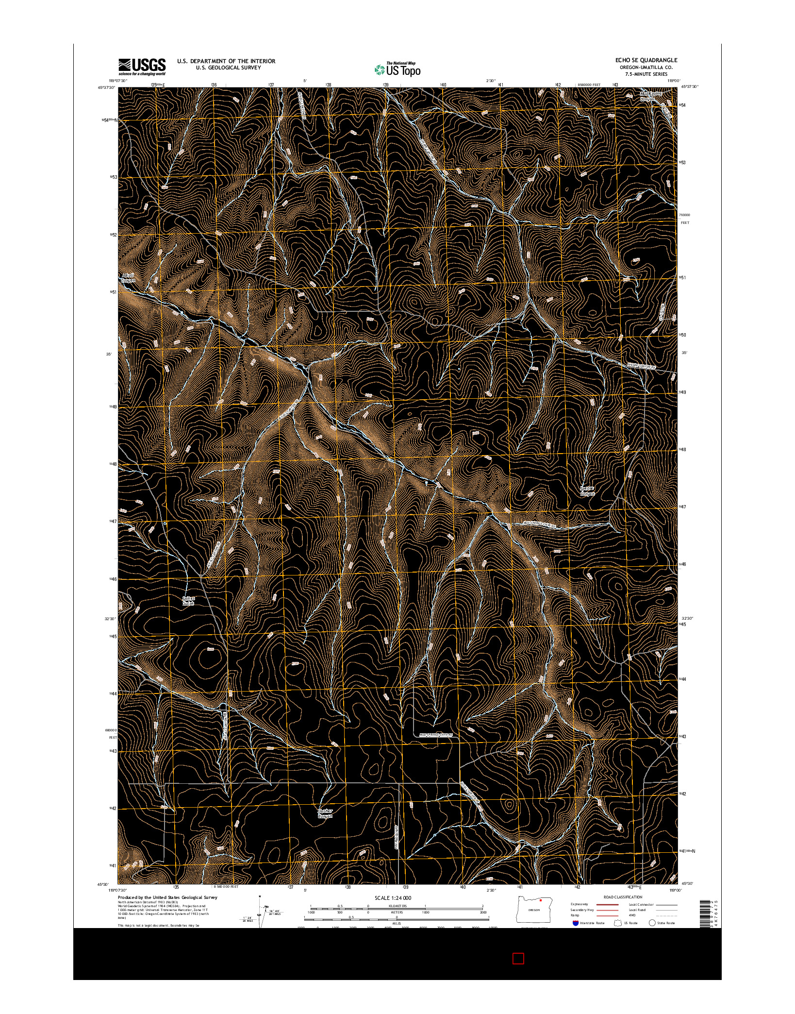 USGS US TOPO 7.5-MINUTE MAP FOR ECHO SE, OR 2017