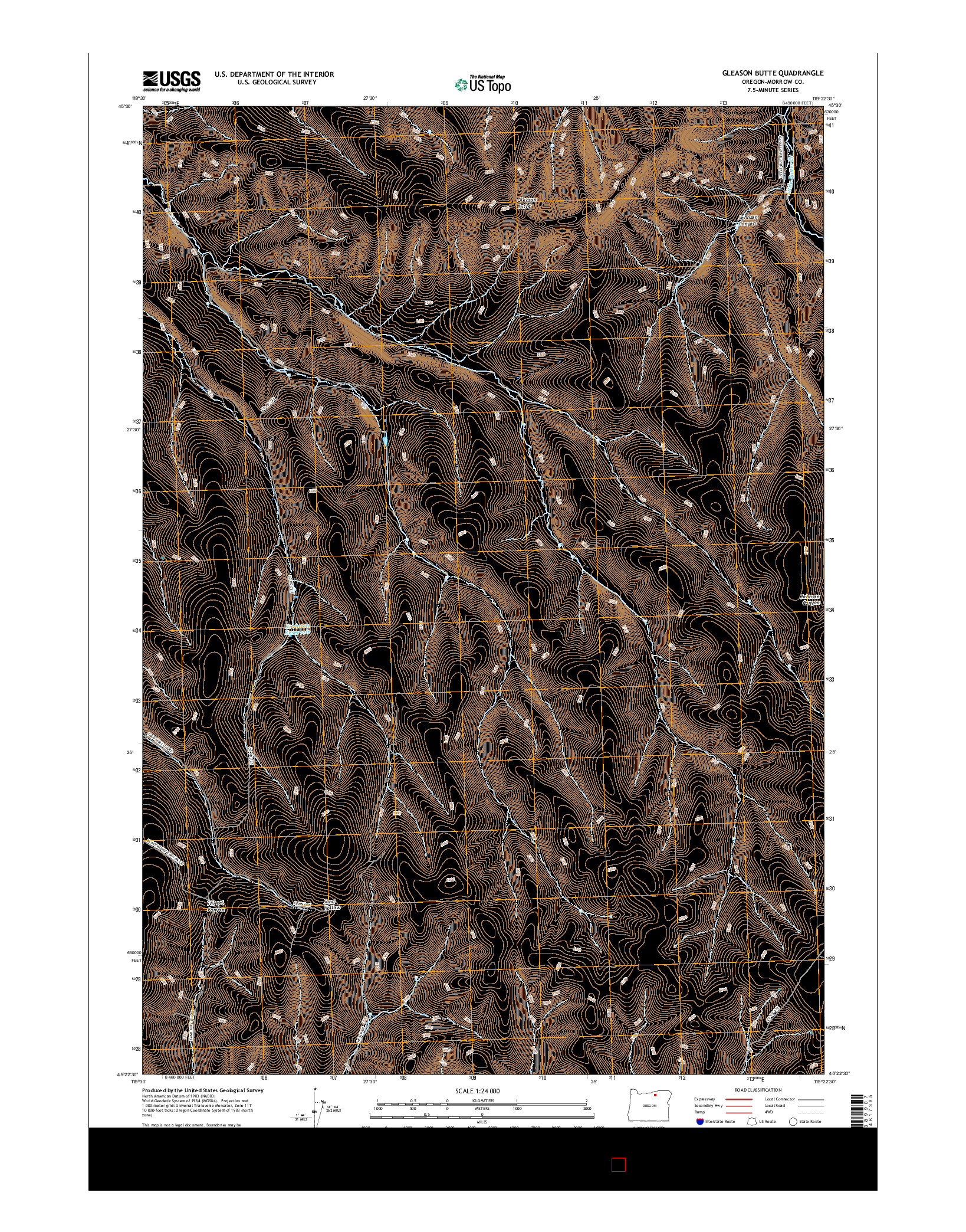 USGS US TOPO 7.5-MINUTE MAP FOR GLEASON BUTTE, OR 2017