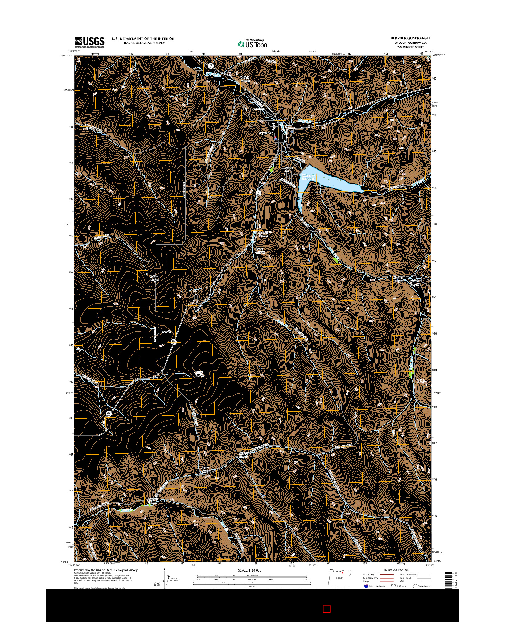 USGS US TOPO 7.5-MINUTE MAP FOR HEPPNER, OR 2017