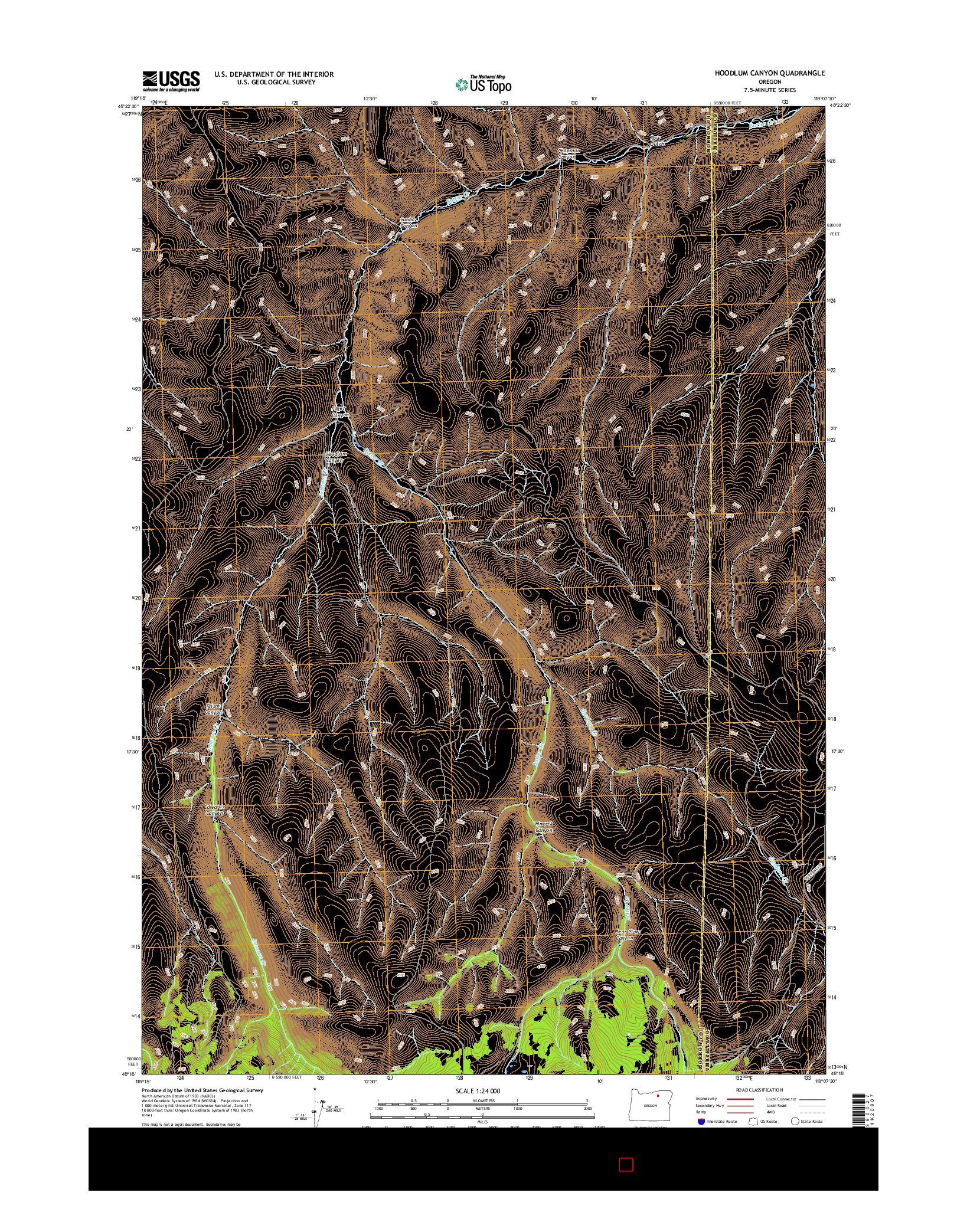 USGS US TOPO 7.5-MINUTE MAP FOR HOODLUM CANYON, OR 2017